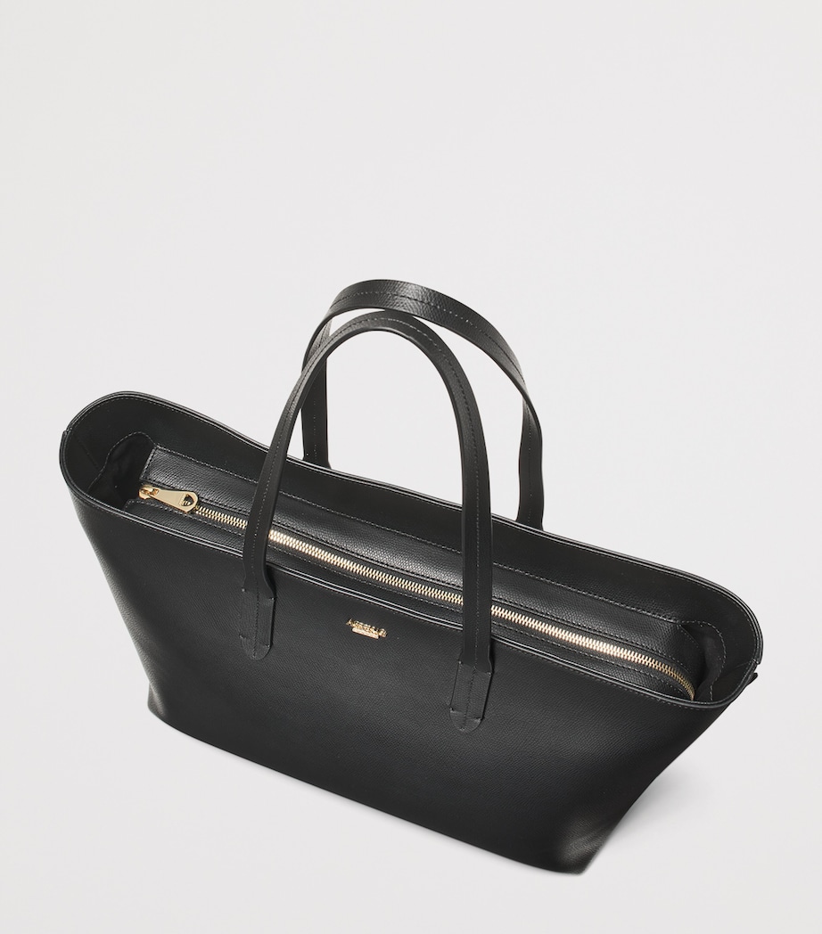 Leather East West Tote Bag BLACK Image 5