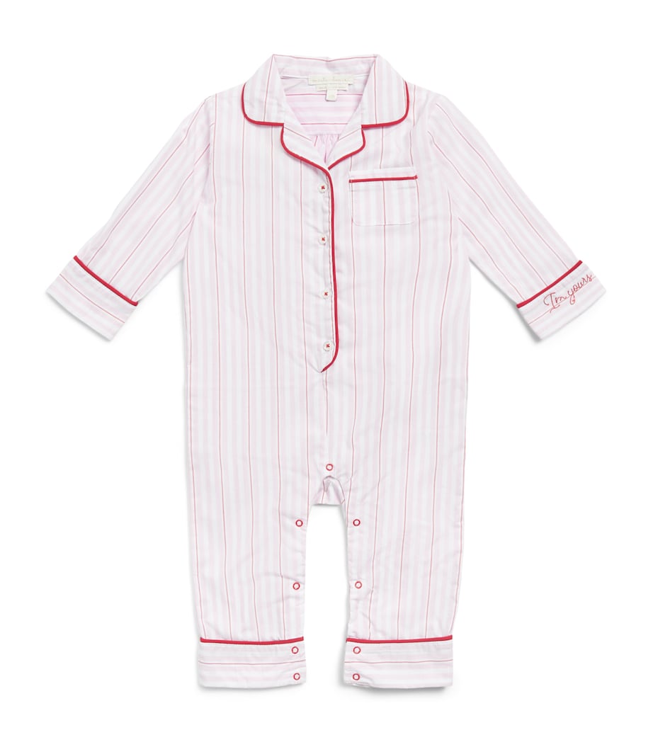 Marie-Chantal Cotton Valentine Stripe Playsuit (0-18 Months) Pink Image 1