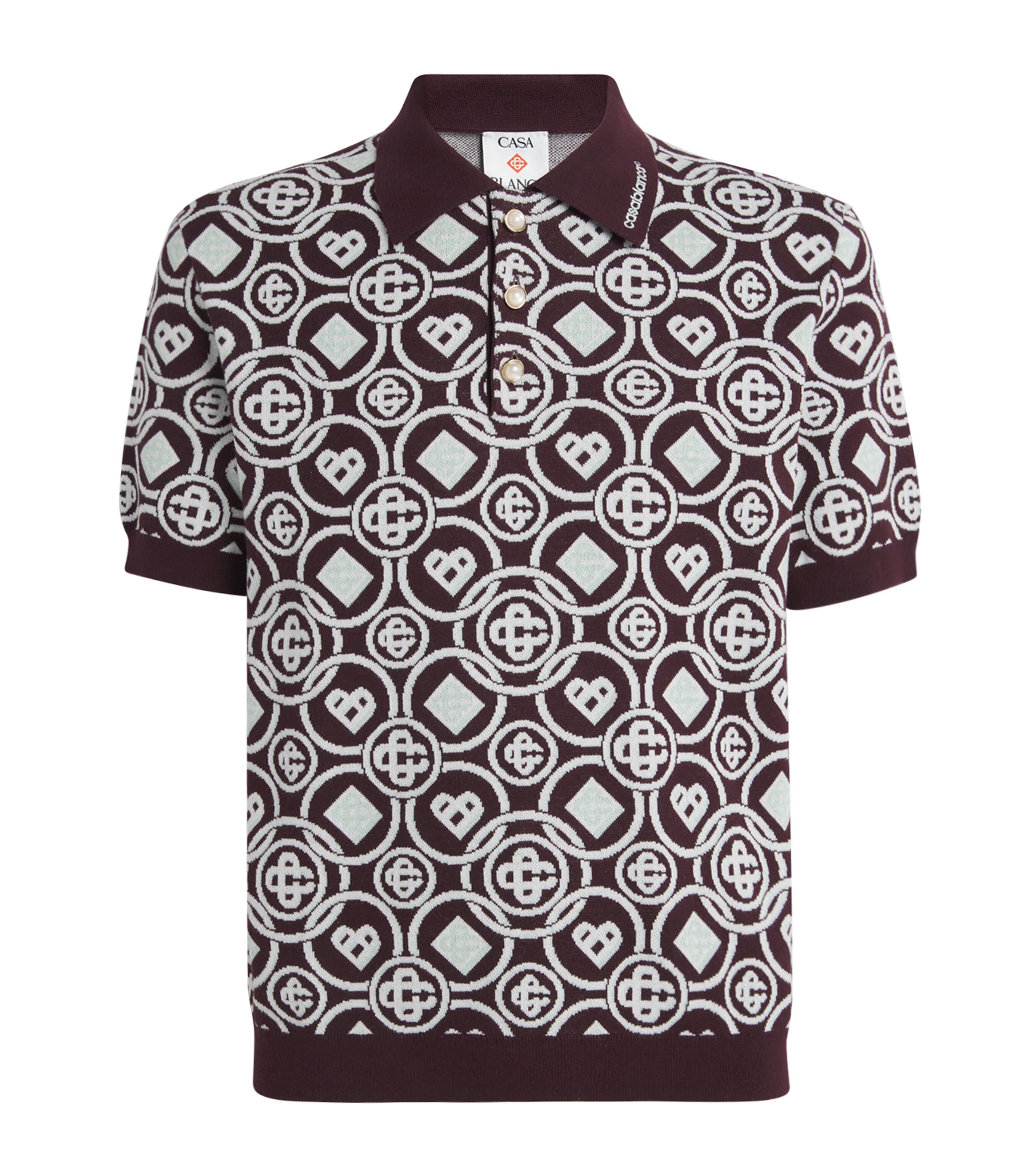 Casablanca Monogram Knit Short-sleeved Polo T-shirt In Multi