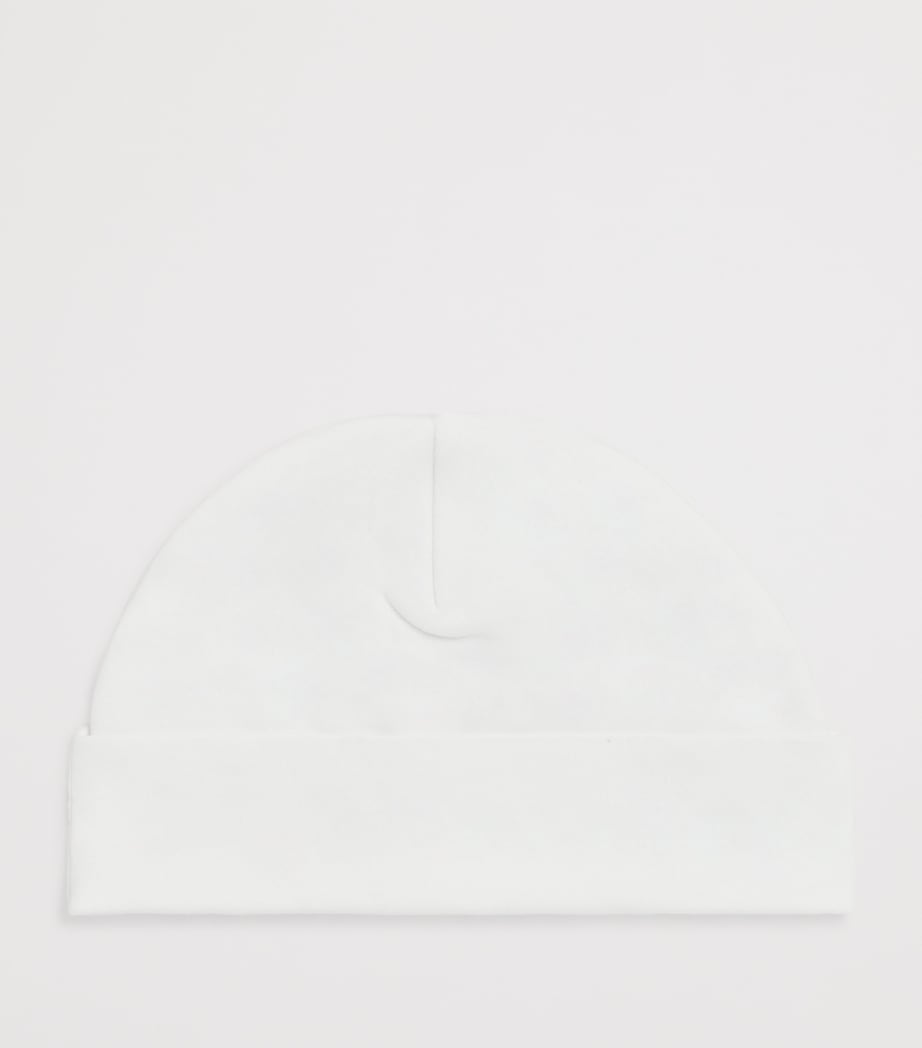 PAINT MY DREAMS Cotton Embroidered ‘I’ Beanie White Image 2
