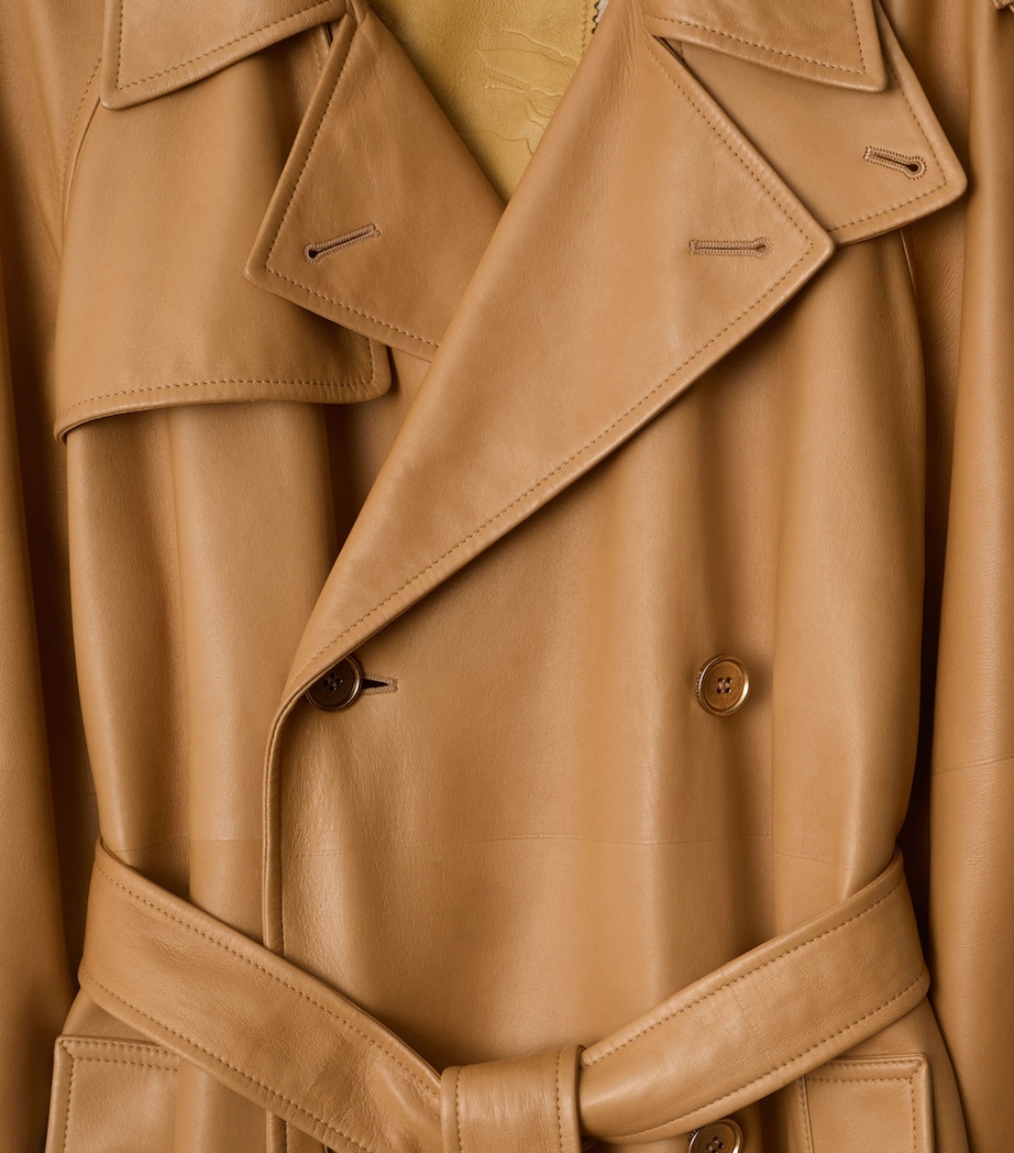 Plongé Leather Castelford Long Trench Coat SEPIA Image 6