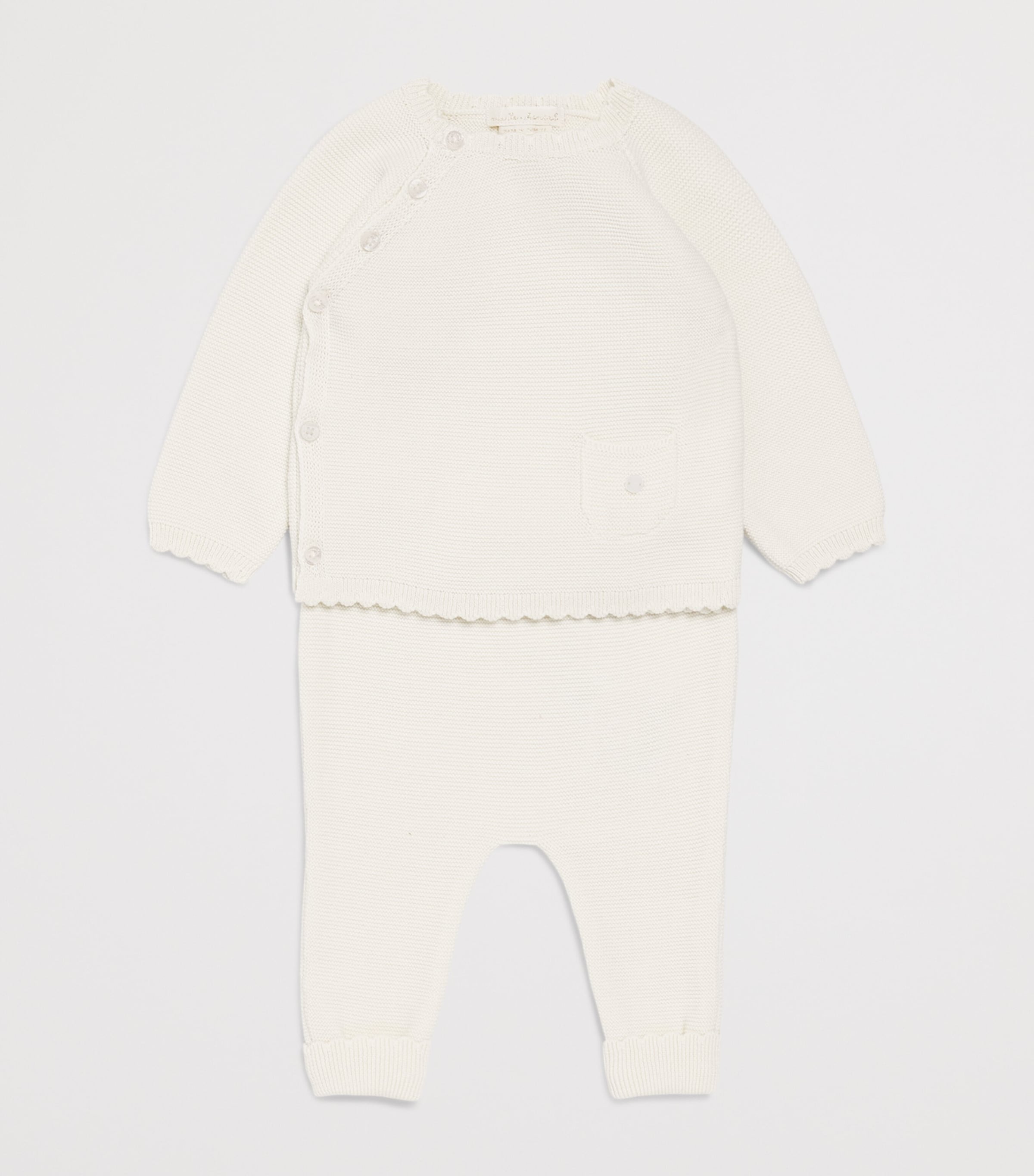 Marie-Chantal Cotton Wrap-Effect Coraline Cardigan (3-24 Months) Milky White Image 3