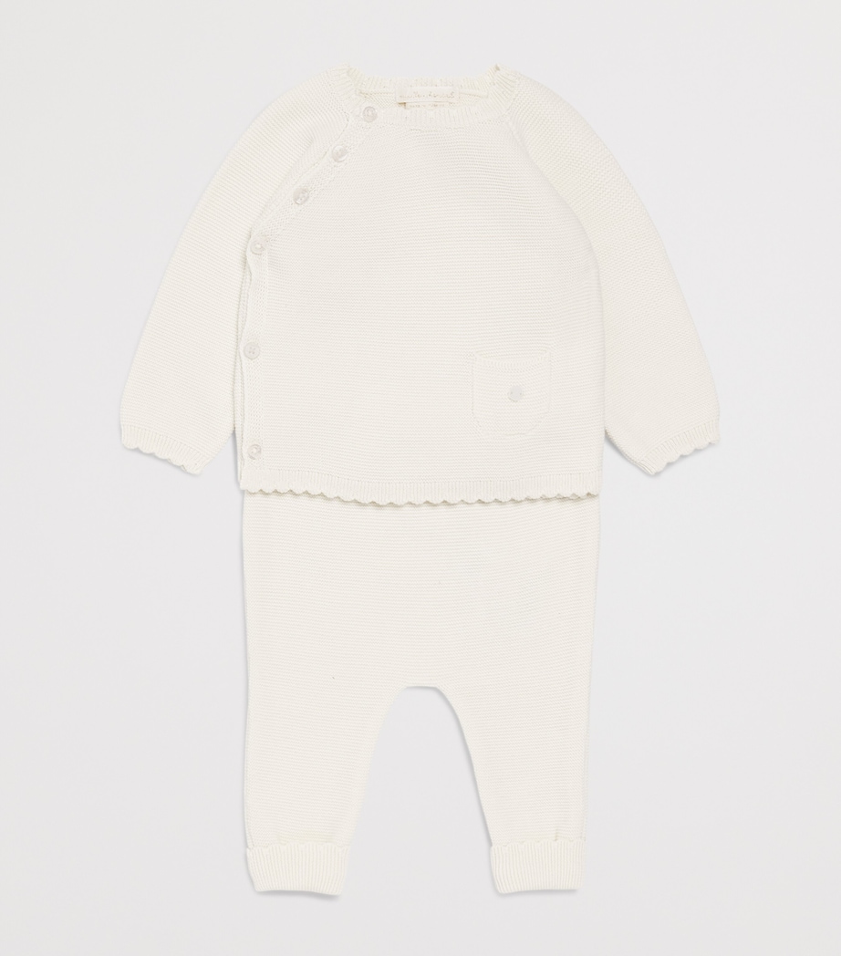 Marie-Chantal Cotton Wrap-Effect Coraline Cardigan (3-24 Months) Milky White Image 3