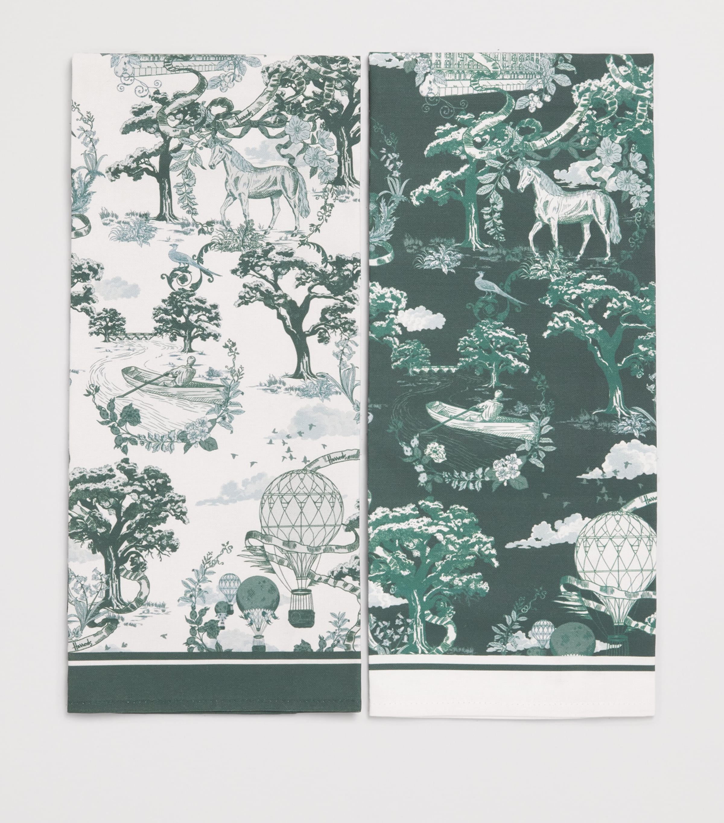 Harrods Toile Tea Towels (Set of 2) Green Image 3