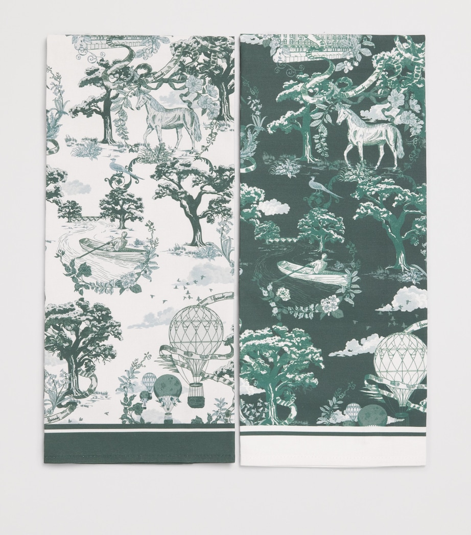 Harrods Toile Tea Towels (Set of 2) Green Image 3