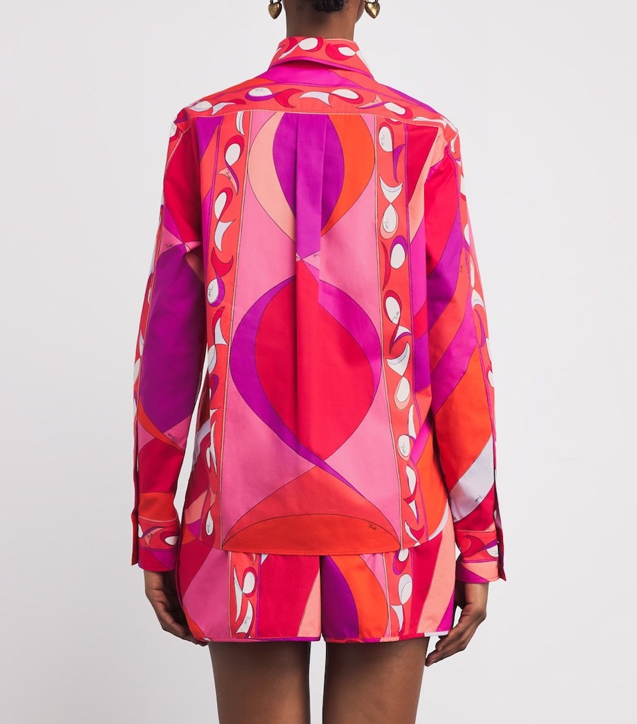 Cotton Marmo Print Shirt 017 CORALLO/FUXIA Image 4