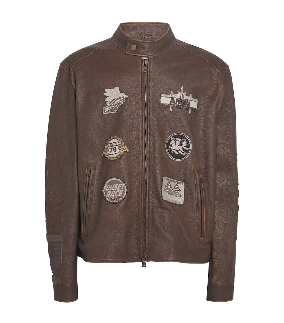 Leather Patch Racer Jacket