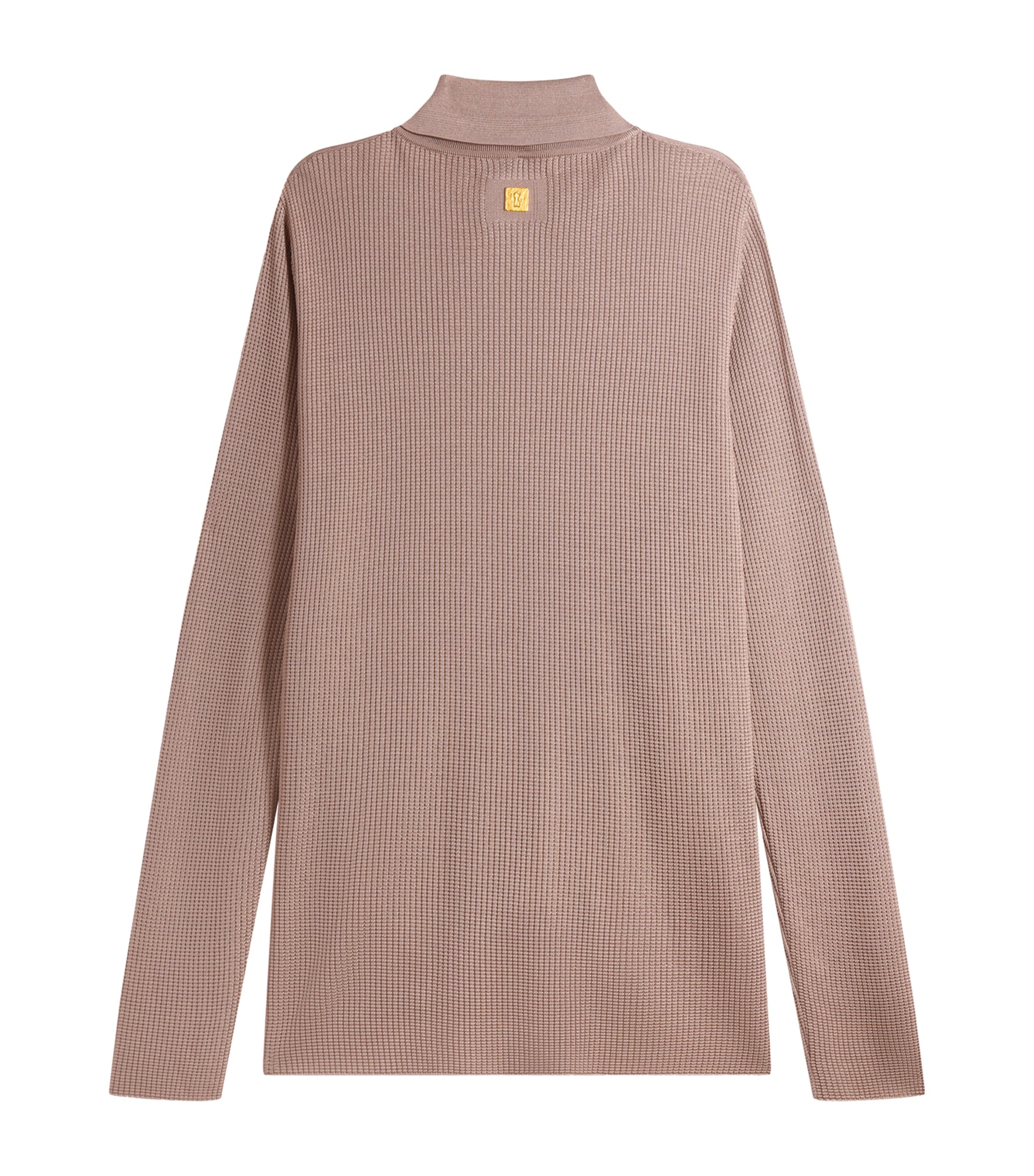 Schiaparelli Womens Embellished Knit Shirt Taupe Image 5