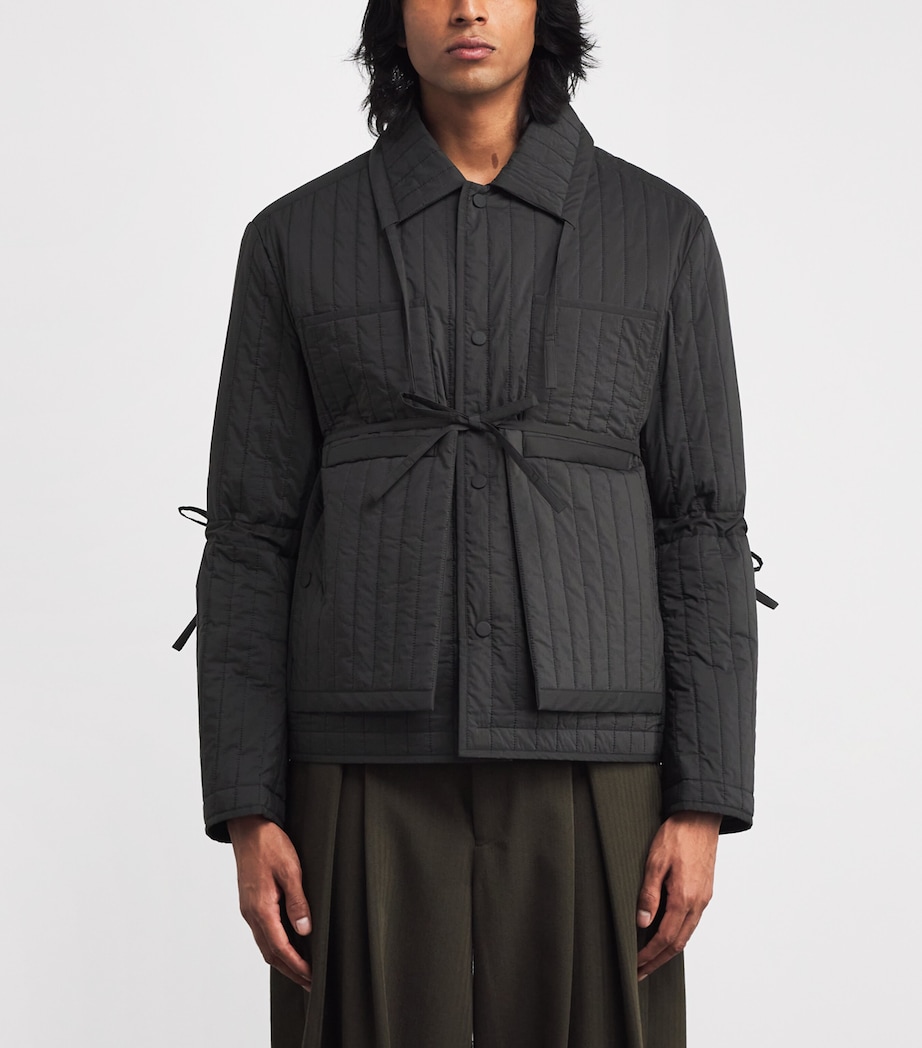 Wool Quilted Worker Jacket DARK GREEN Image 3