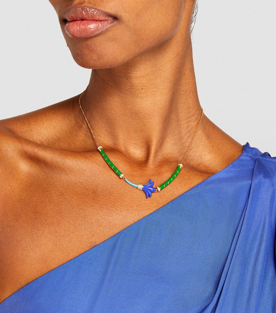 Yellow Gold, Diamond, Lapis and Turquoise Psychedeliah Necklace GREEN Image 4