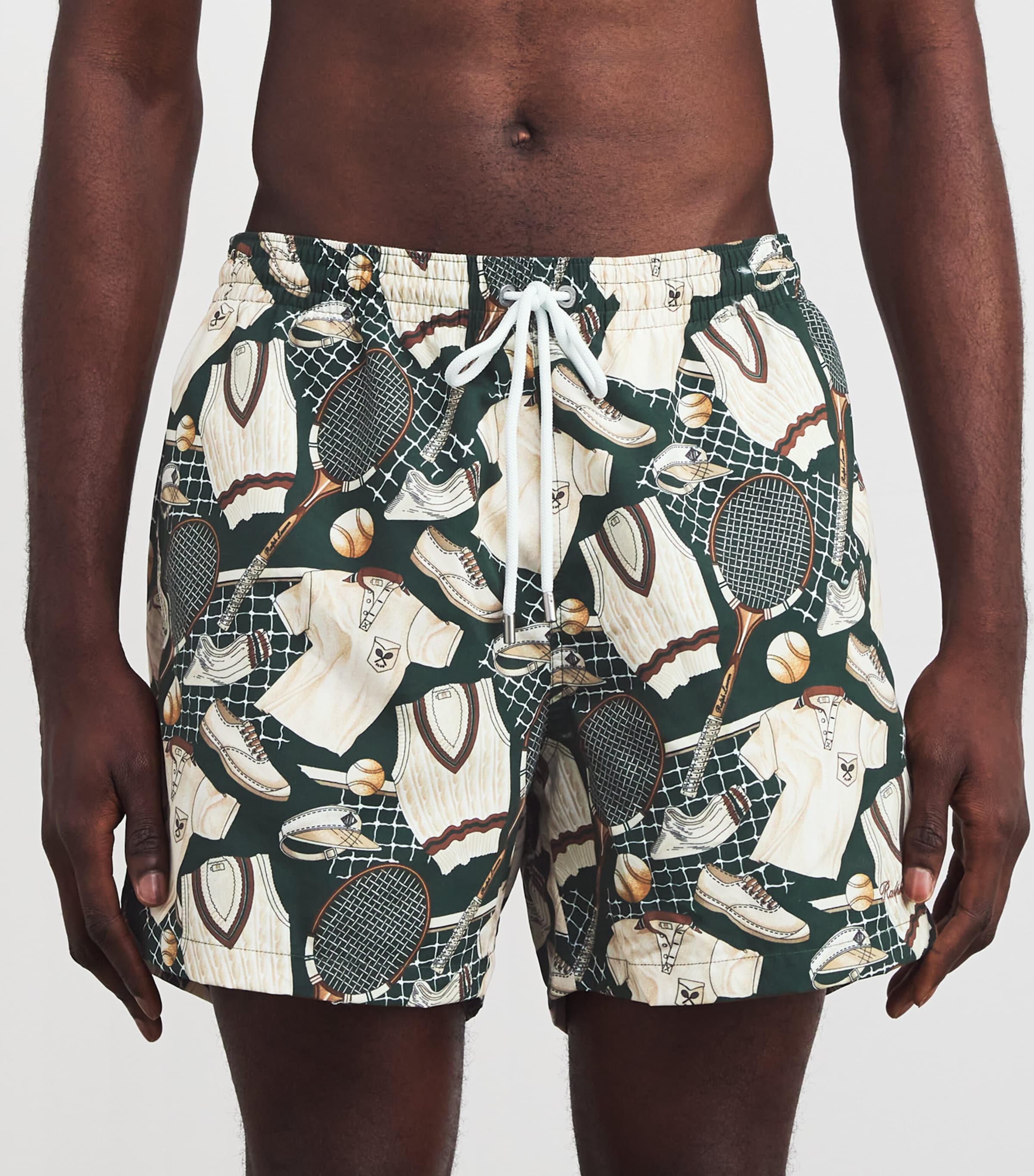 Ralph Lauren Purple Label Mens Tennis Print Amalfi Swim Shorts Green Multi Image 3
