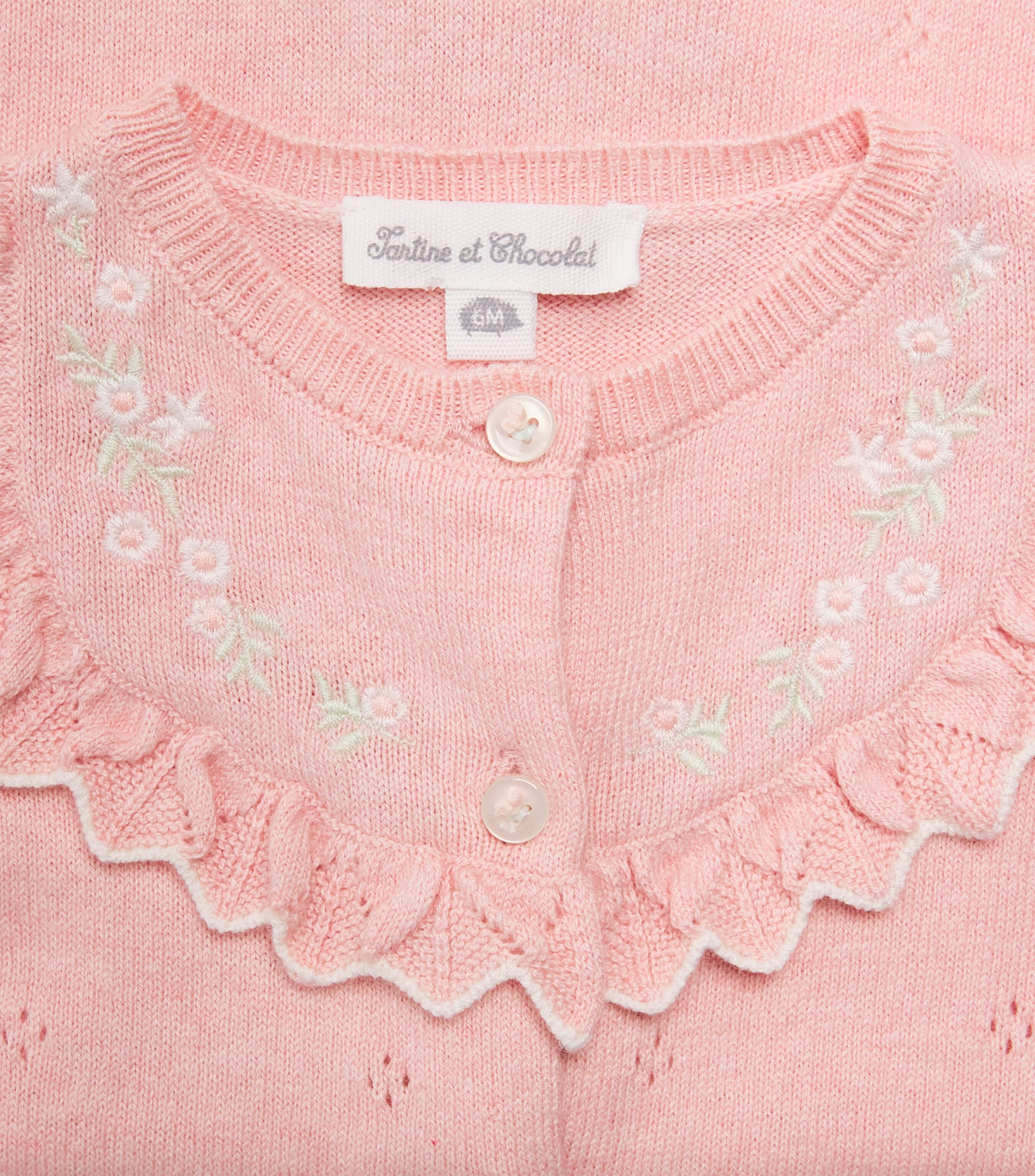 Tartine et Chocolat Cotton-Cashmere Ruffle-Collar Playsuit (1 Month-2 Years) Chiné Image 3