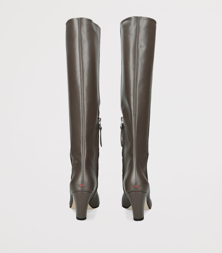 aeyde Leather Silva Knee-High Boots 75 Taupe Image 3