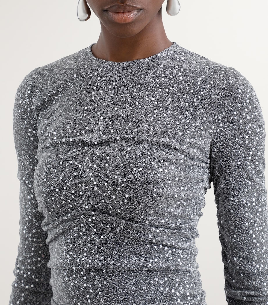 Sequinned Midi Dress S0998-SILVER Image 4