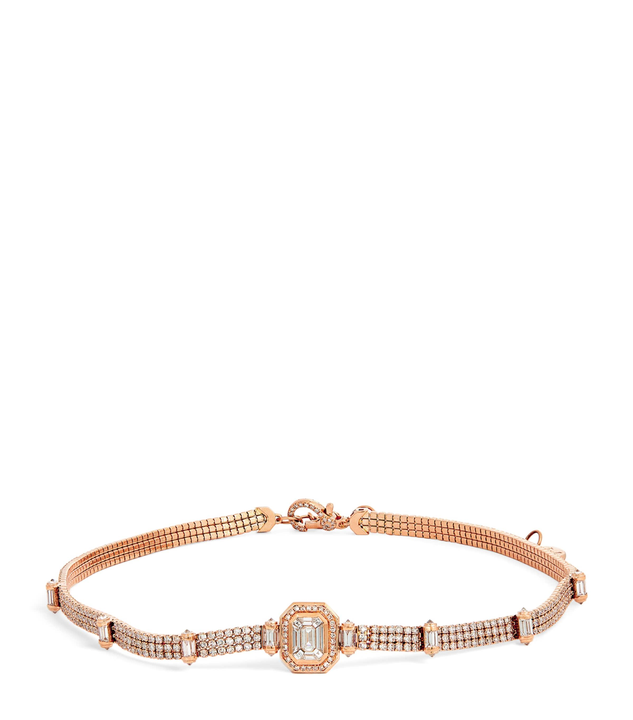 Shay Rose Gold And Diamond Triple Thread Illusion Choker