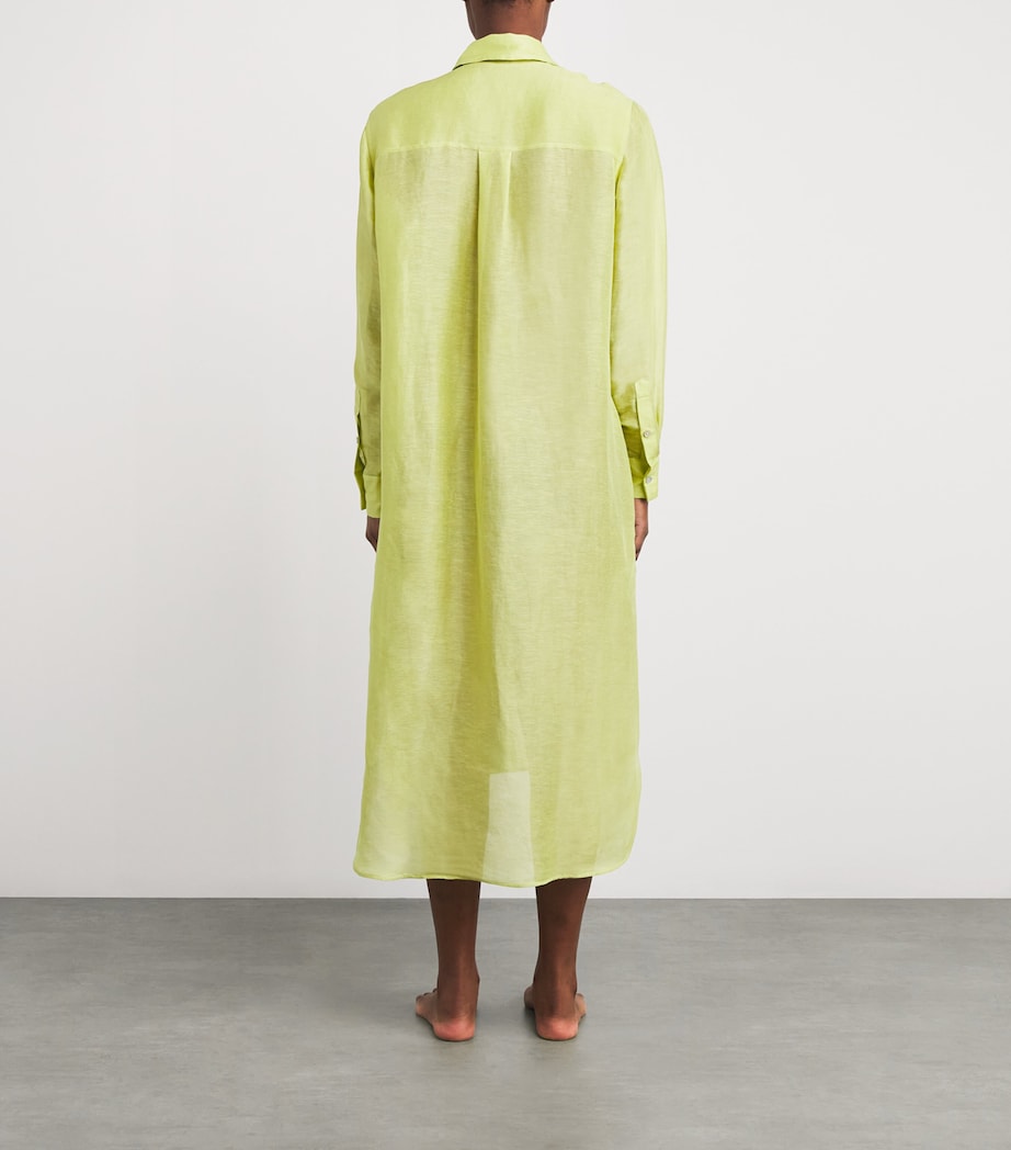 Silk-Linen Phoebe Midi Shirt Dress CELERY Image 4