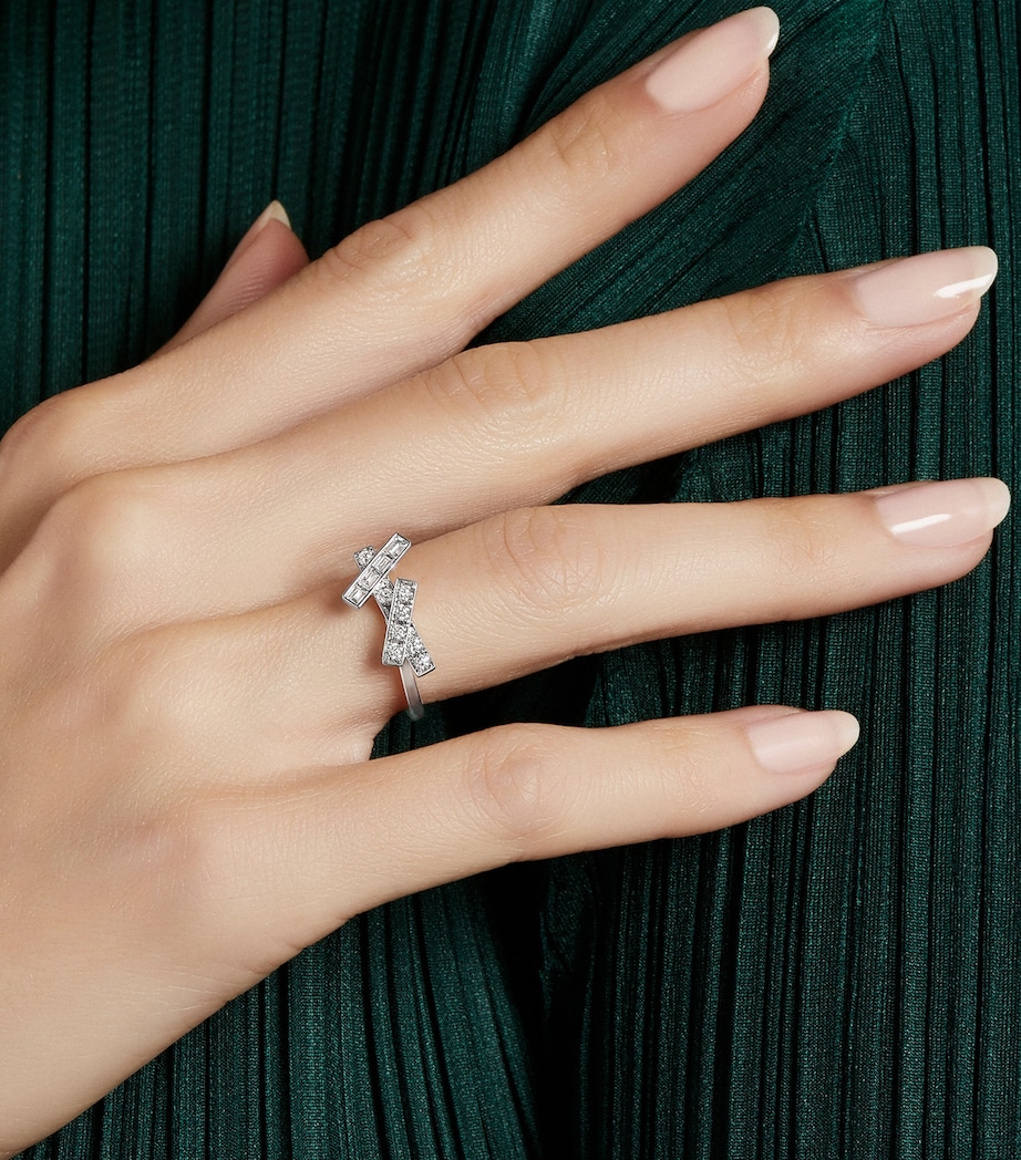 White Gold and Diamond Threads Ring WHITE GOLD Image 2