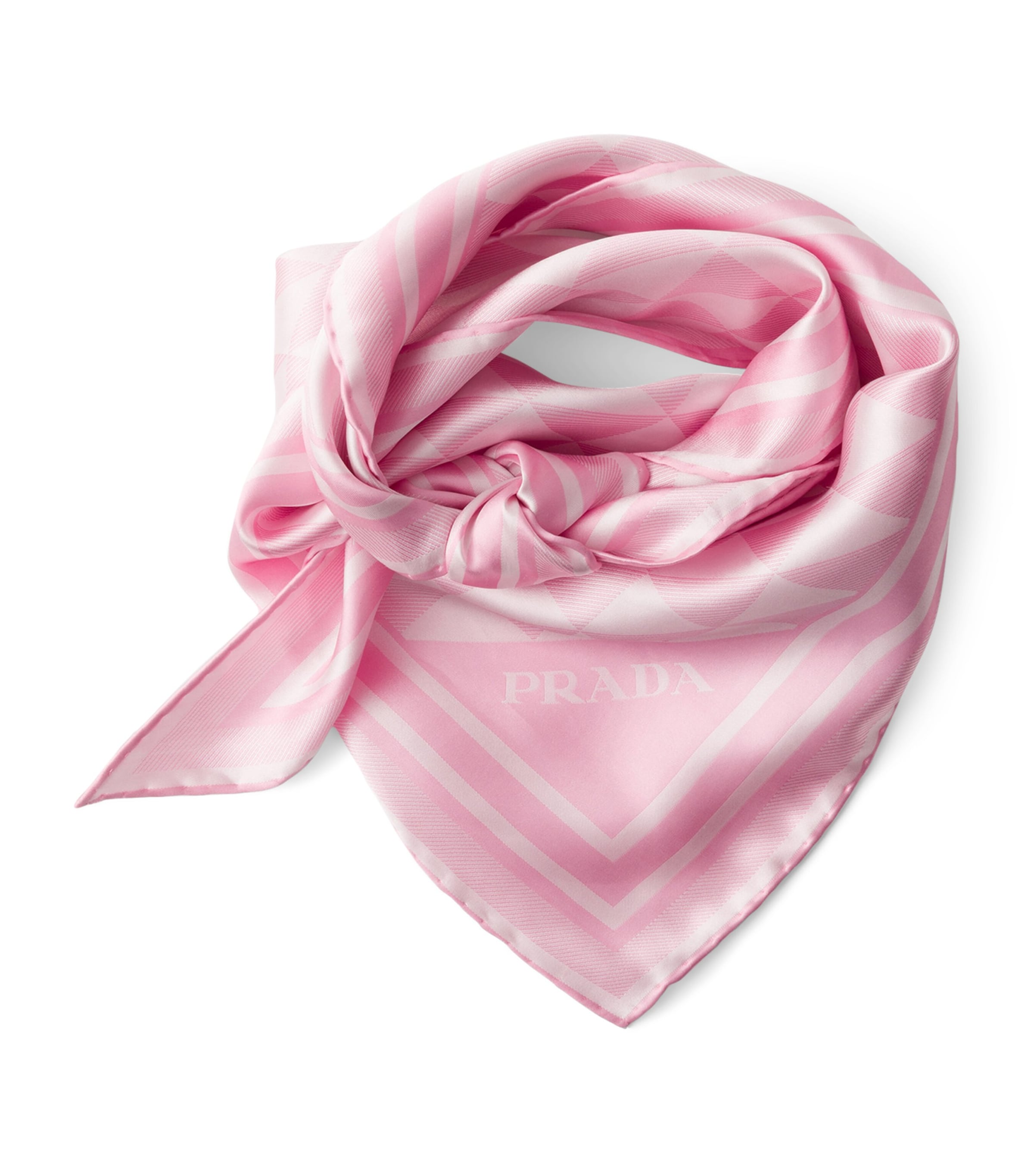 Prada Silk Printed Triangle Scarf Pink Image 1