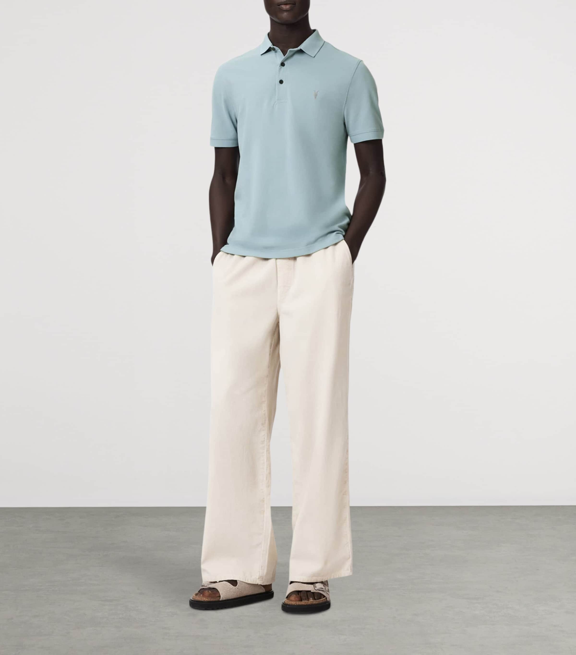 AllSaints Mens Organic Cotton Reform Polo Shirt Salton Blue Image 5