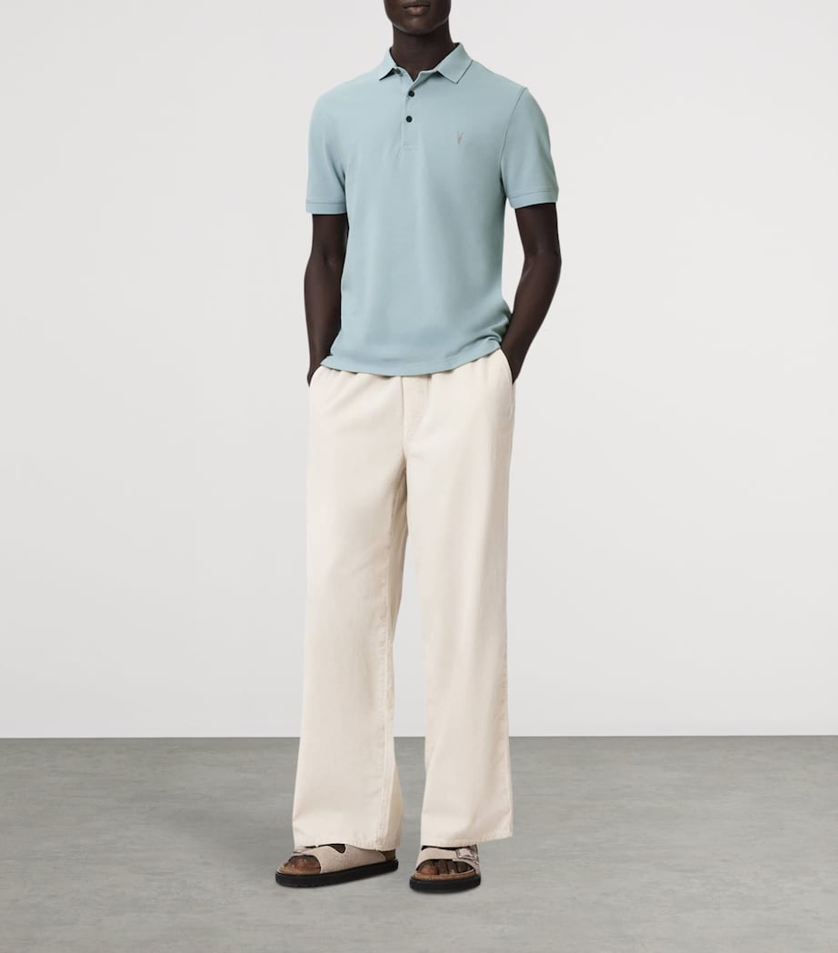AllSaints Mens Organic Cotton Reform Polo Shirt Salton Blue Image 5