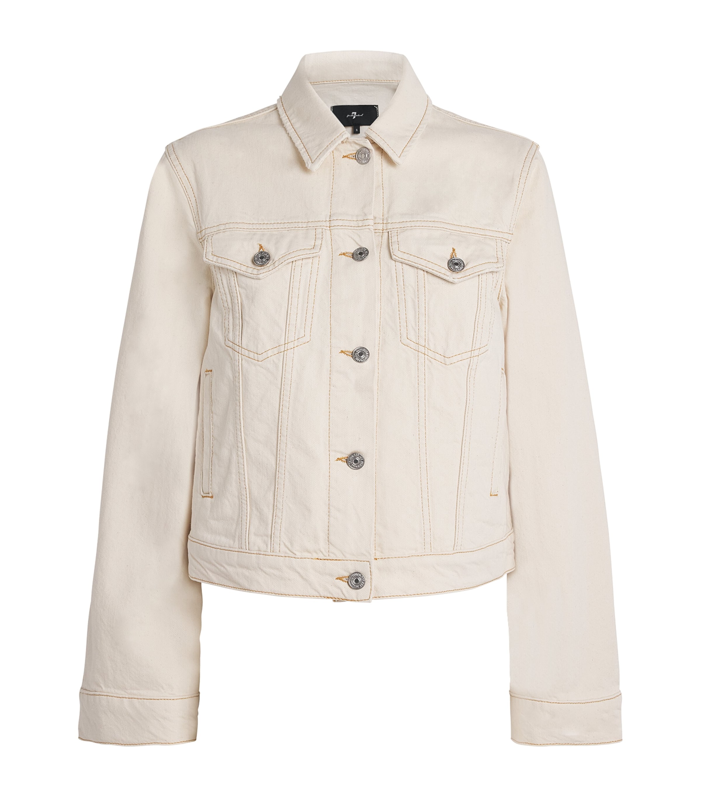 7 For All Mankind Denim Trucker Jacket In Ivory