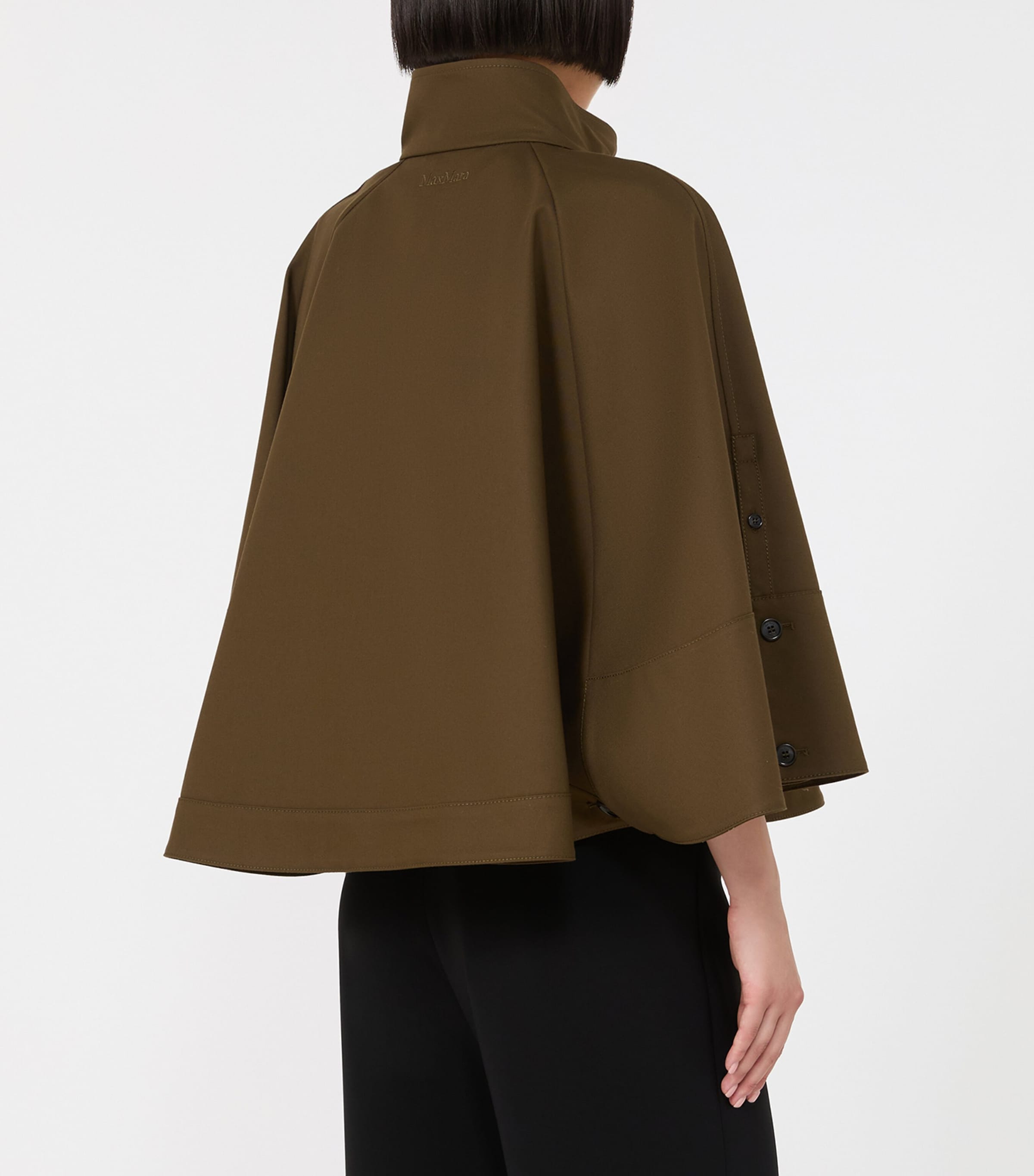 Max Mara Womens Cotton Flared Cape Coat Kaki Image 4