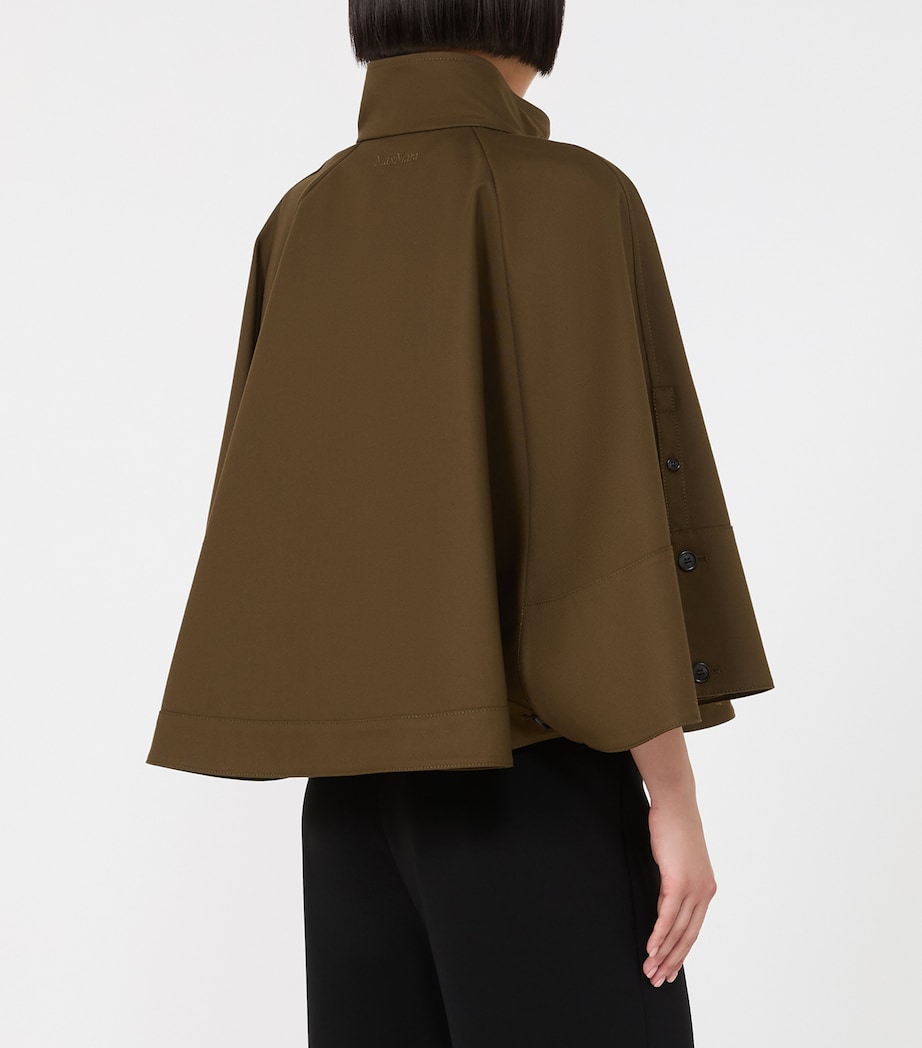 Max Mara Womens Cotton Flared Cape Coat Kaki Image 4