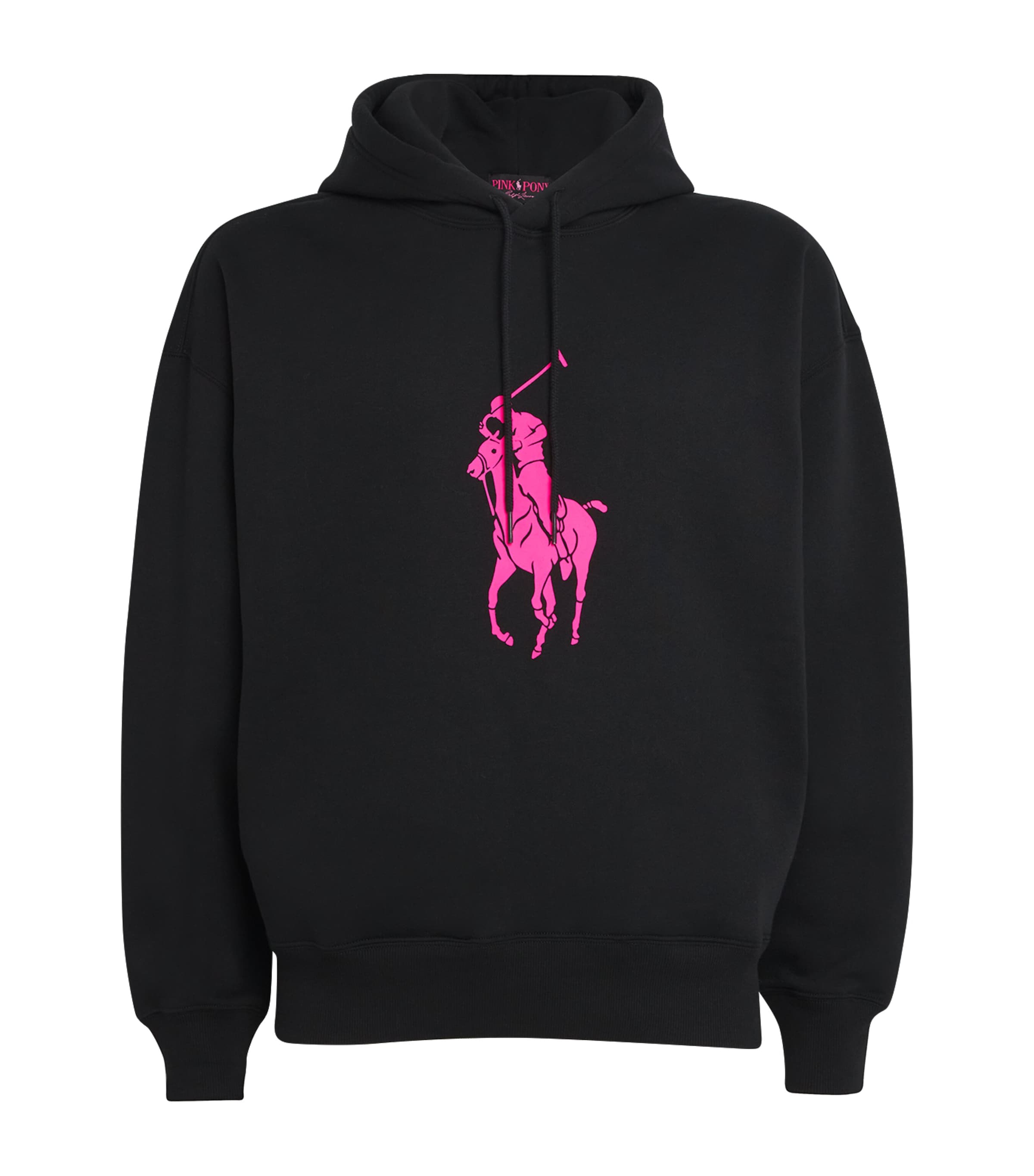 Polo Ralph Lauren Cotton-blend Large Logo Hoodie In Black