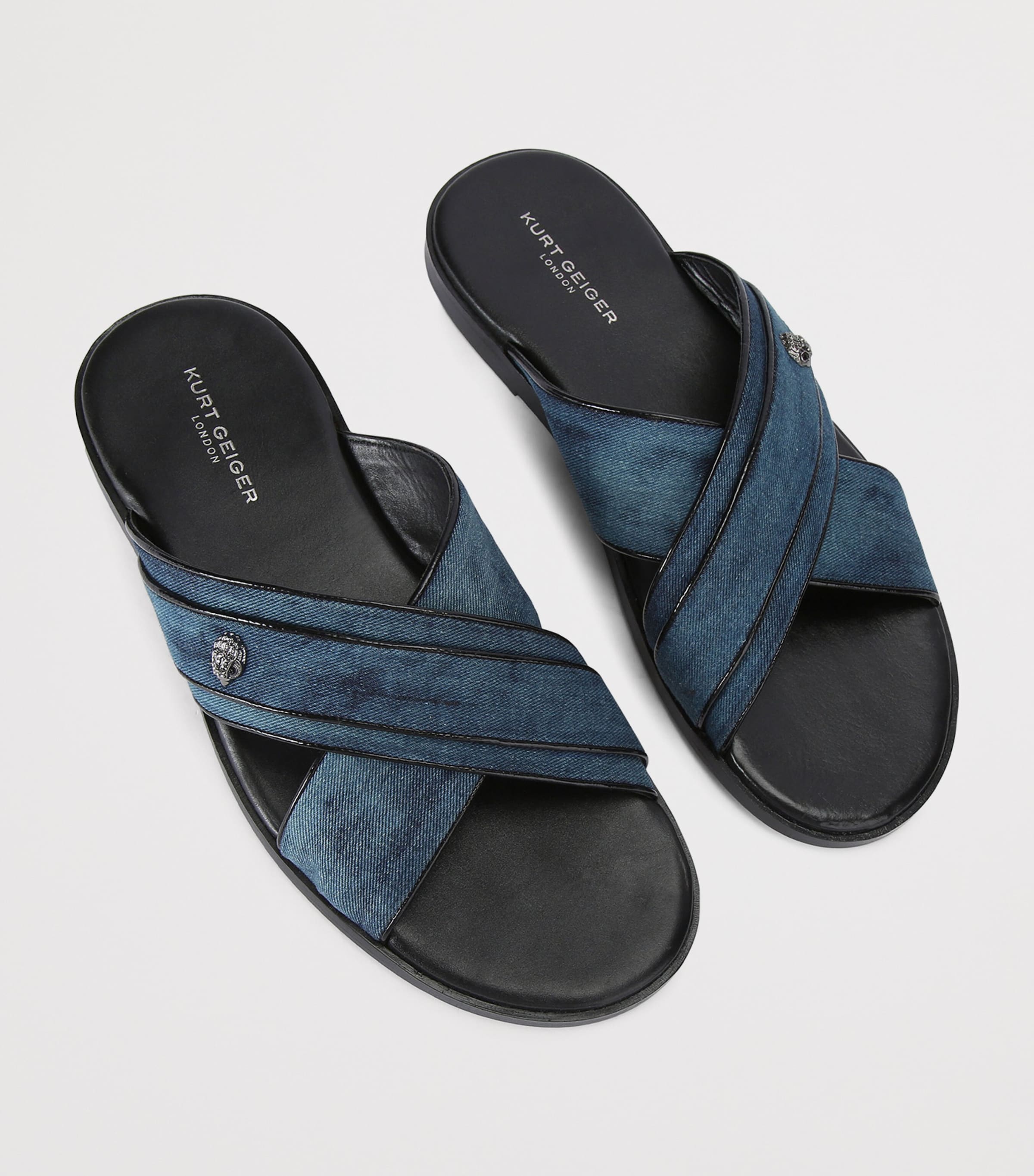 Kurt Geiger London Leather Bond Slides Denim Image 3