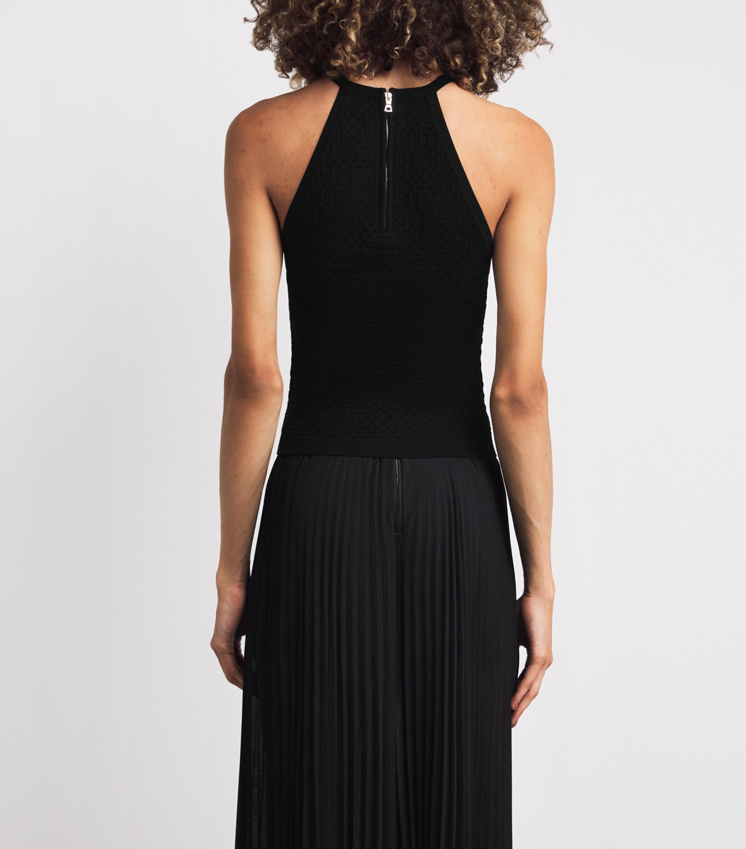 Heidi Pointelle Tank Top BLACK A001 Image 4