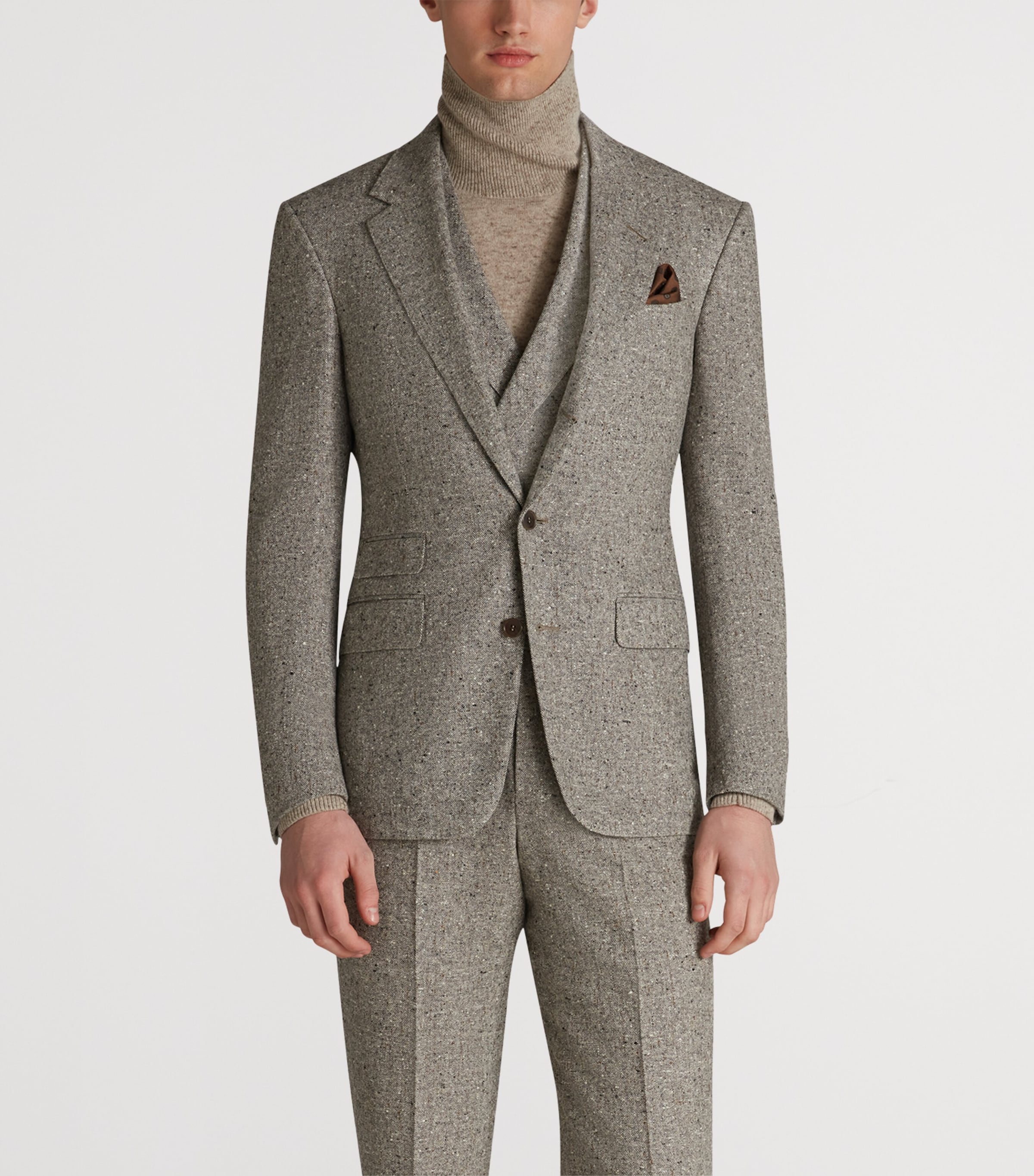 Wool Donegal Tweed Bourdon Blazer 086OATMEAL GREY Image 3