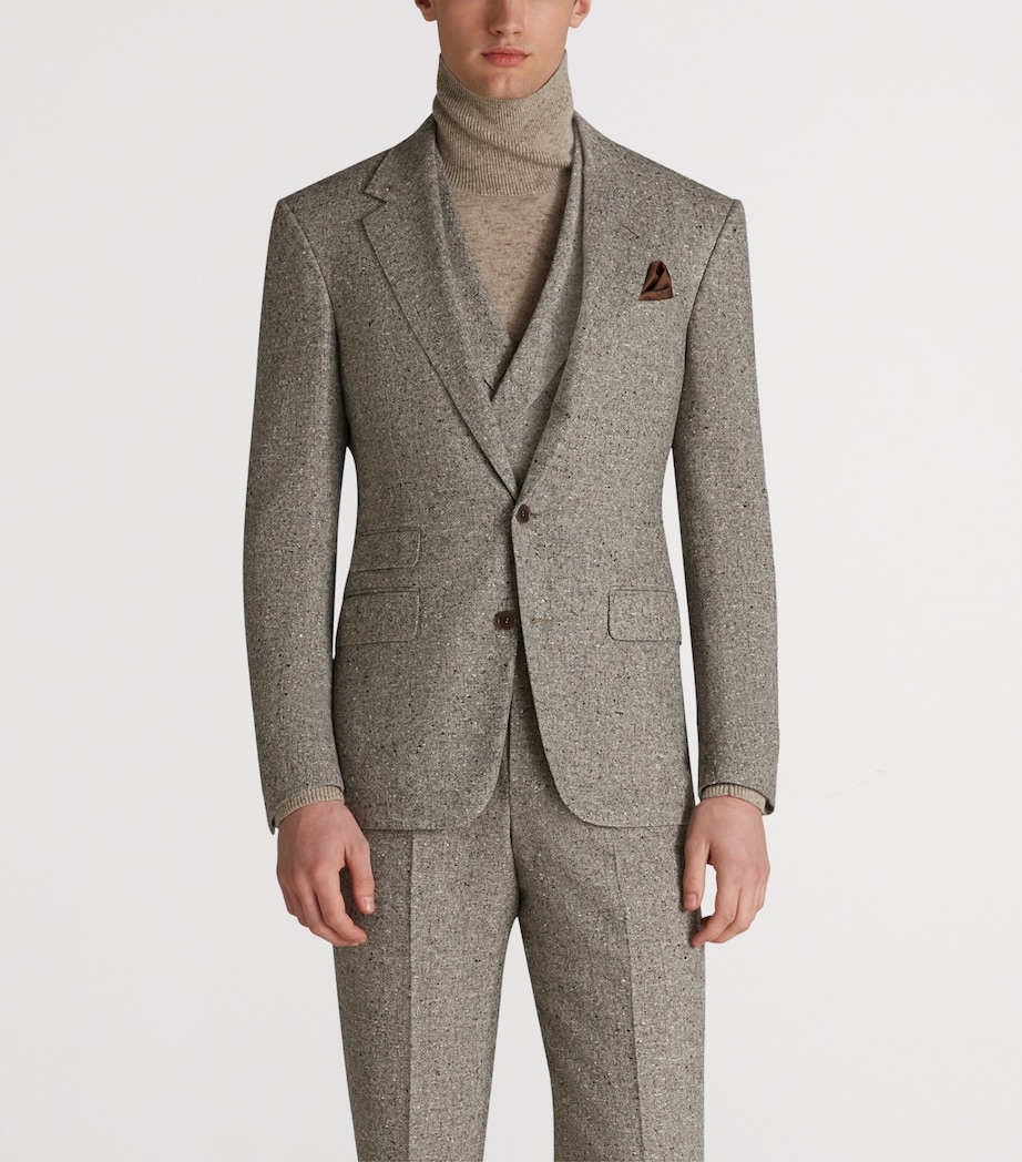 Wool Donegal Tweed Bourdon Blazer 086OATMEAL GREY Image 3