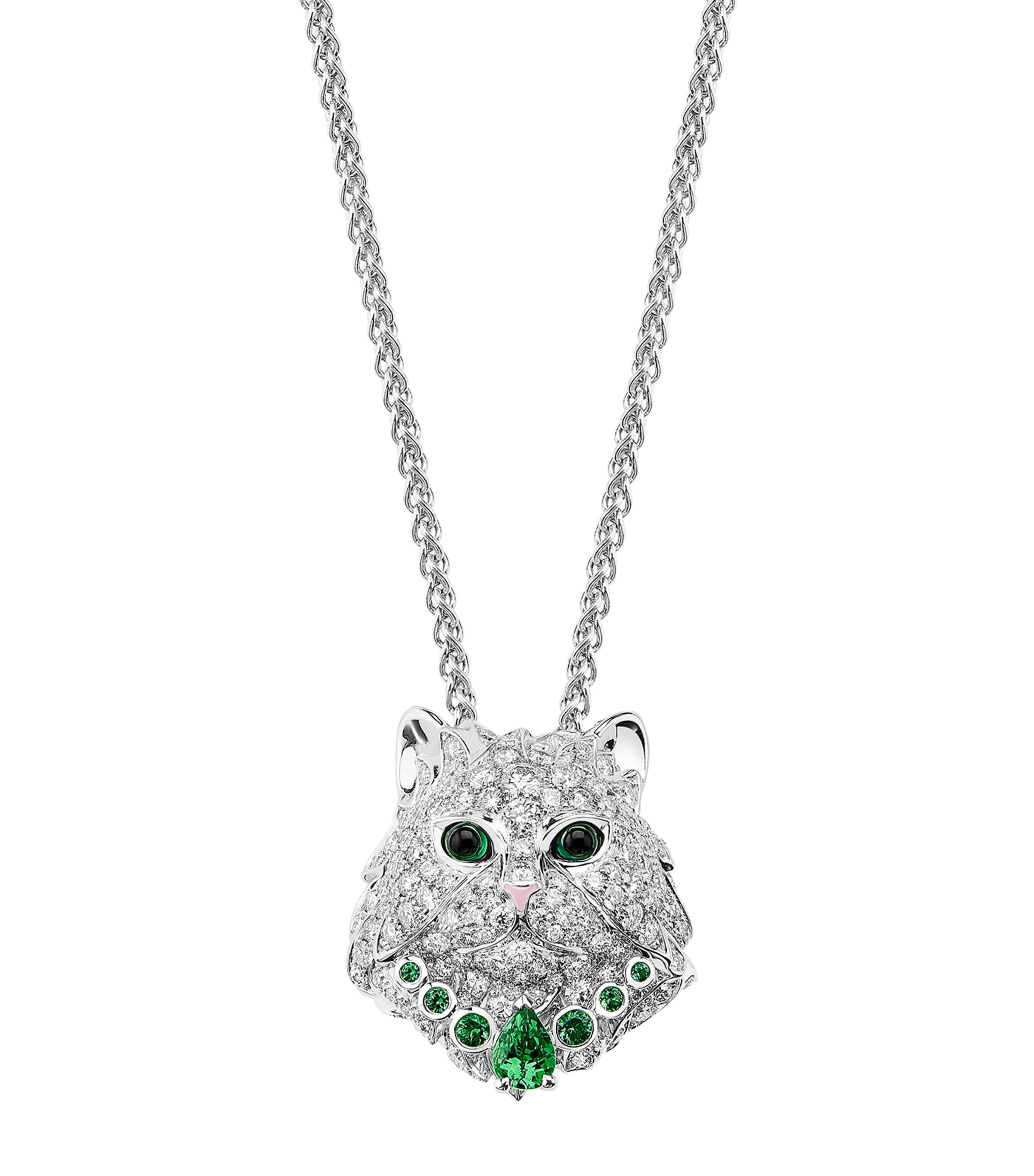 White Gold and Diamond Wladimir the Cat Necklace WHITE Image 2