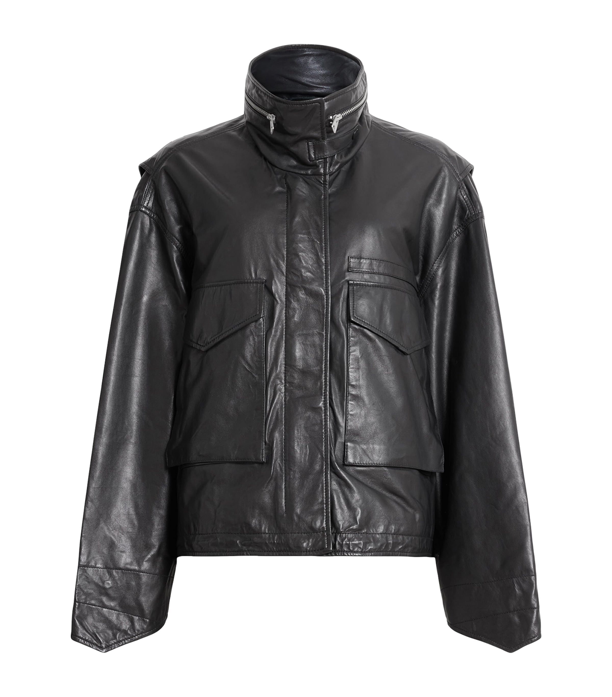 AllSaints Clay Leather Jacket Black