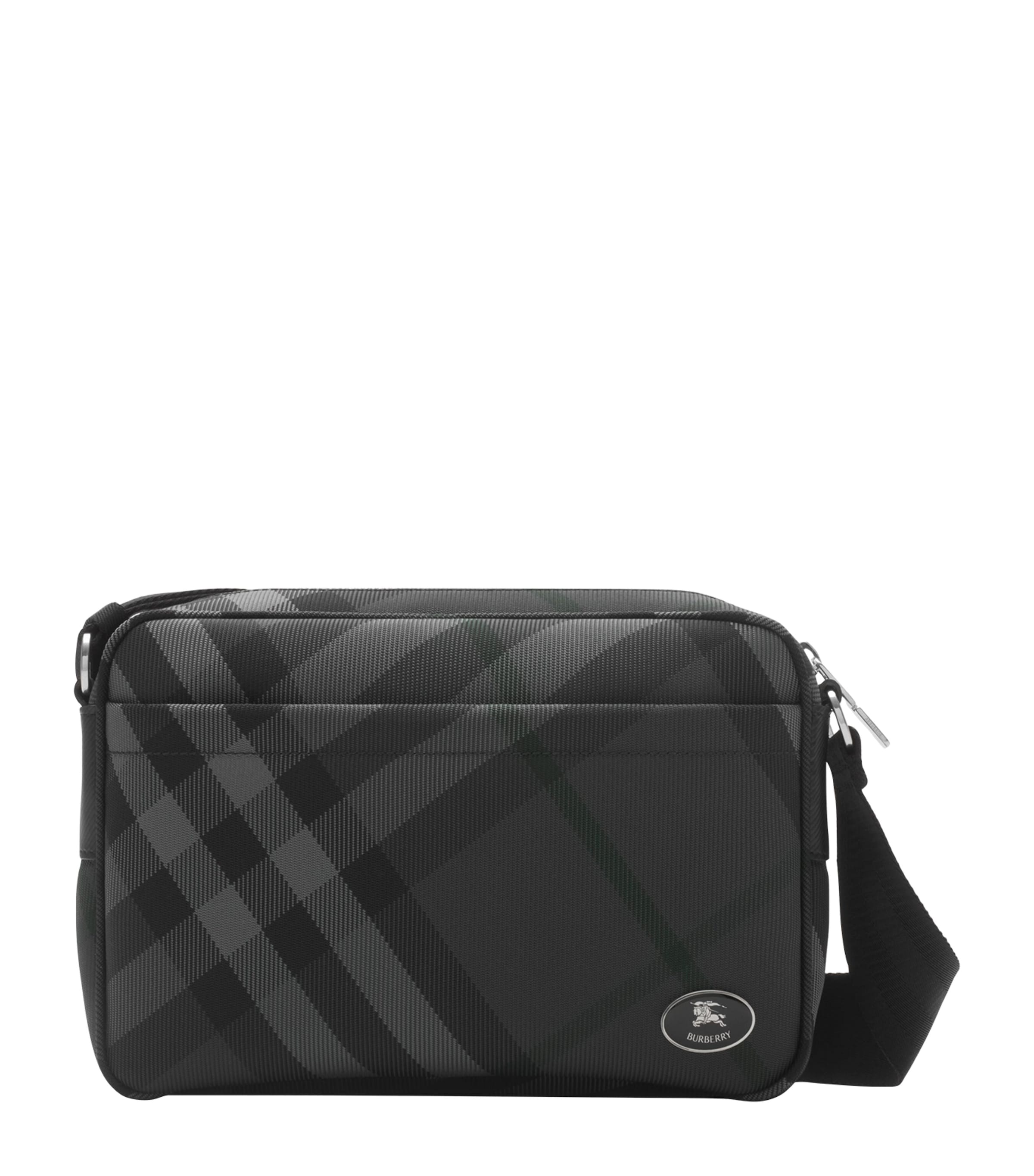 Burberry Slim Grid Cross-body Bag In Gray