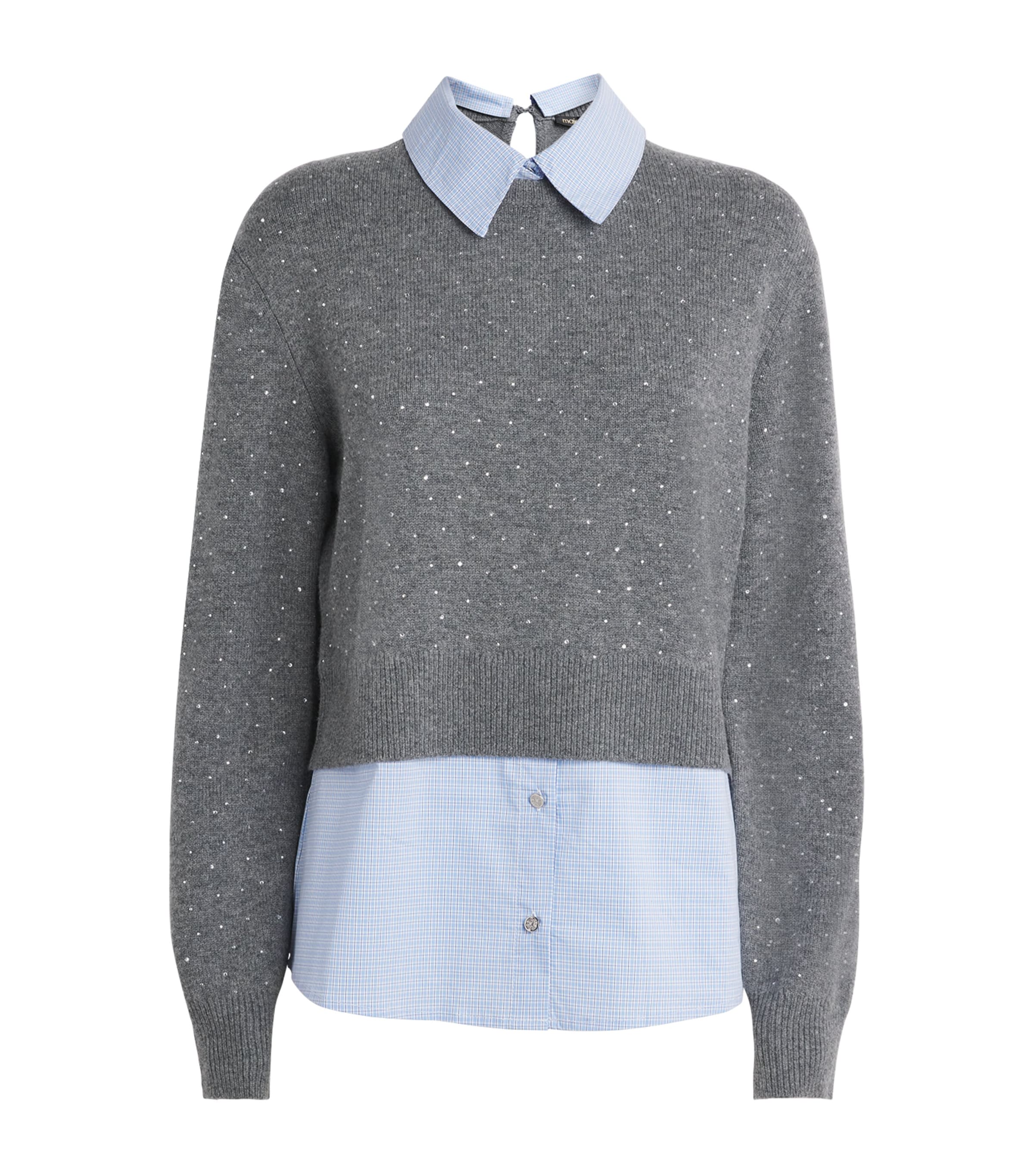 Wool-Blend 2-In-1 Sweater and Shirt GREY Image 1