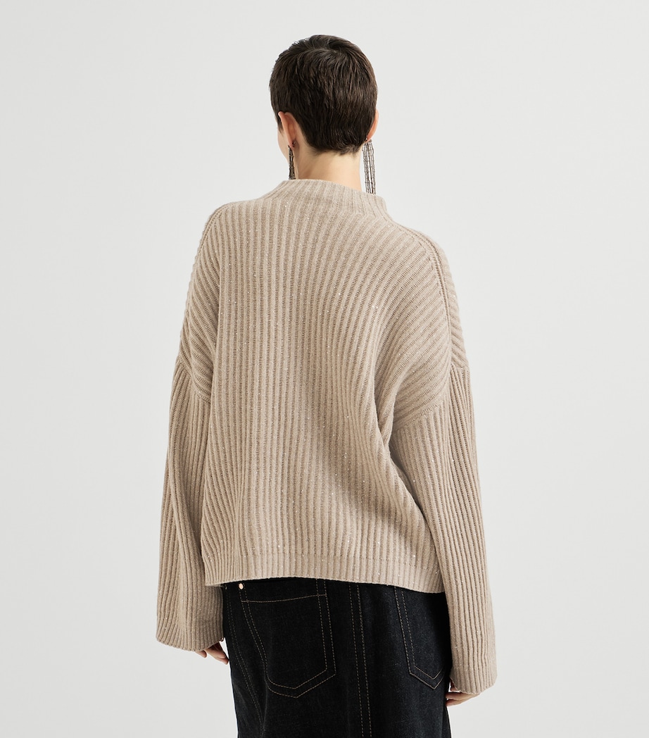 Brunello Cucinelli Womens Sparkling Rollneck Sweater Noce Image 3