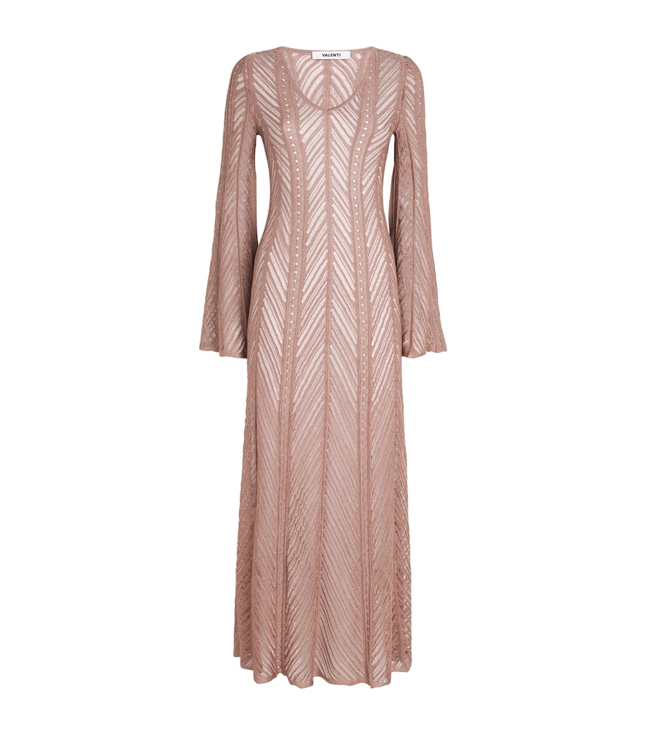 VALENTI Womens Openwork Knit V-Neck Maxi Dress Sienna Image 1