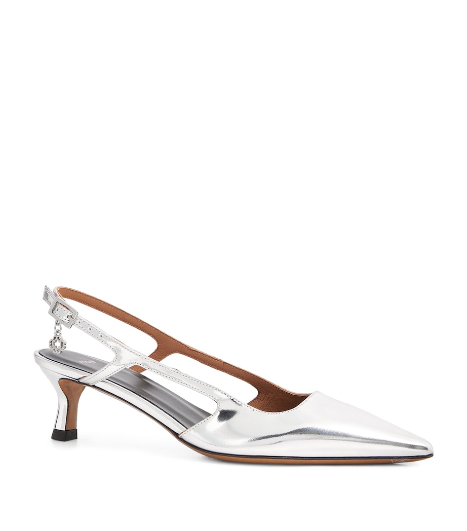 Metallic Slingback Pumps 50 SILVER Image 3