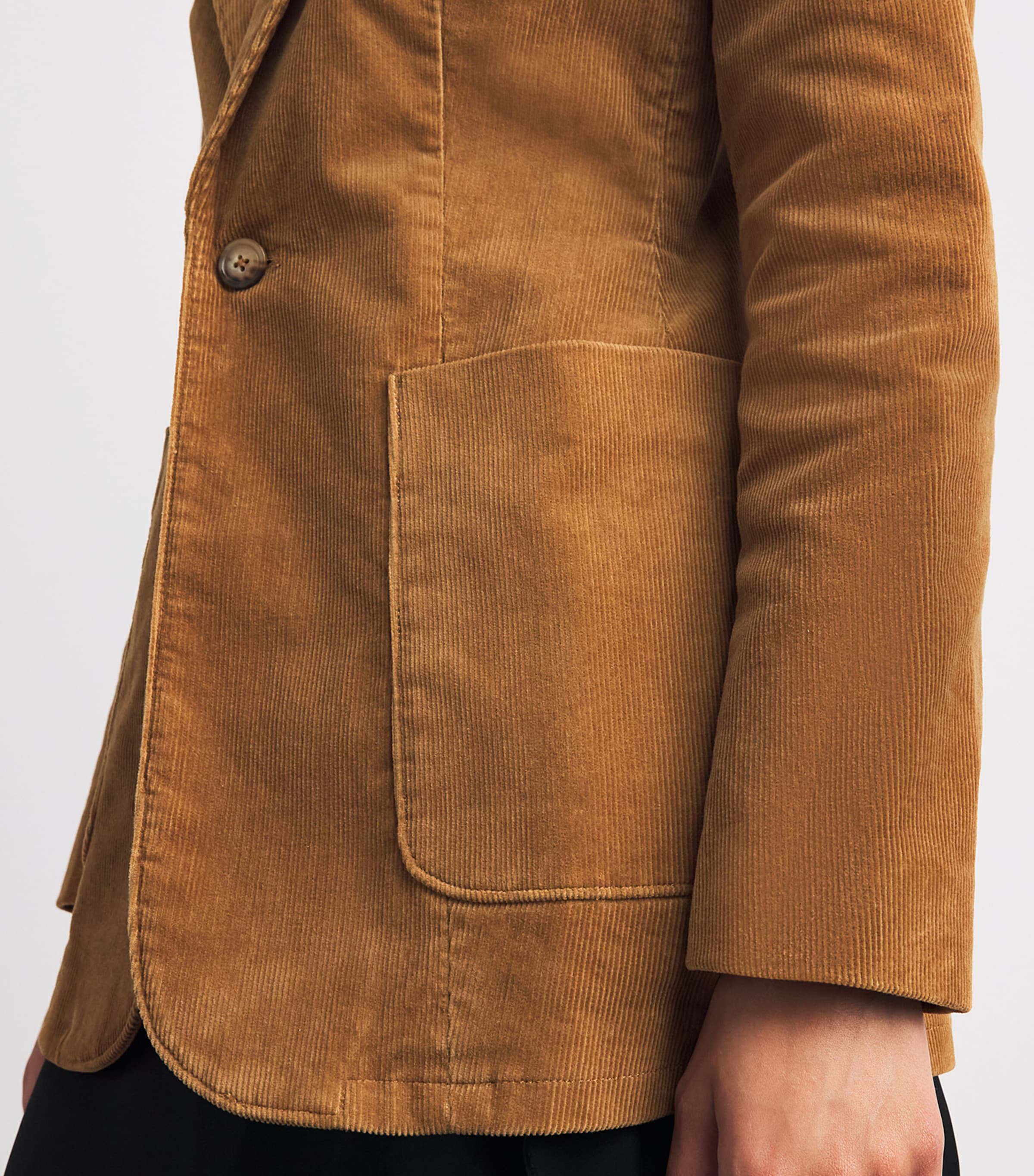 Polo Ralph Lauren Womens Corduroy Single-Breasted Blazer Tan Image 3