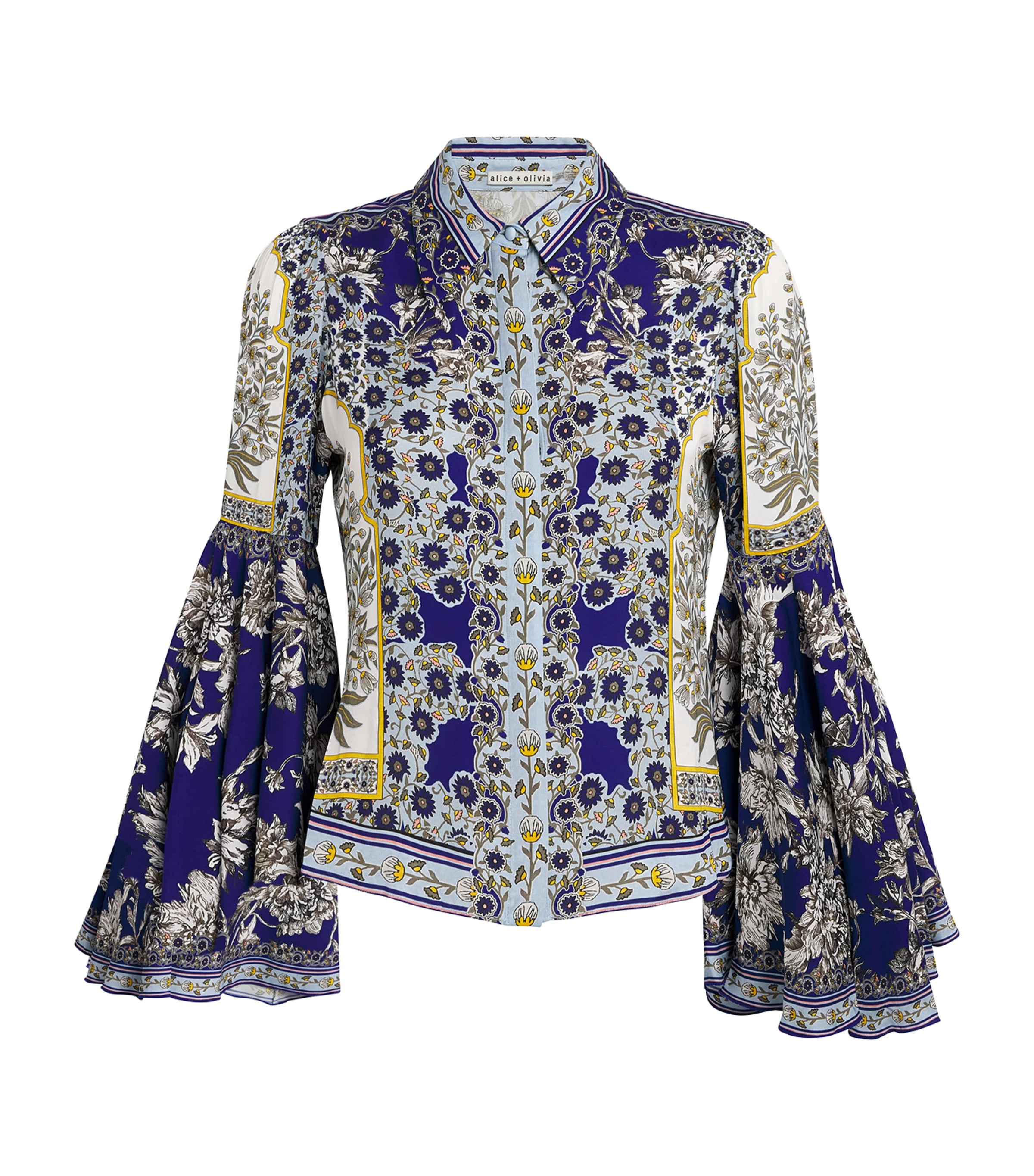 Alice And Olivia Willa Bell-sleeve Top In Blue