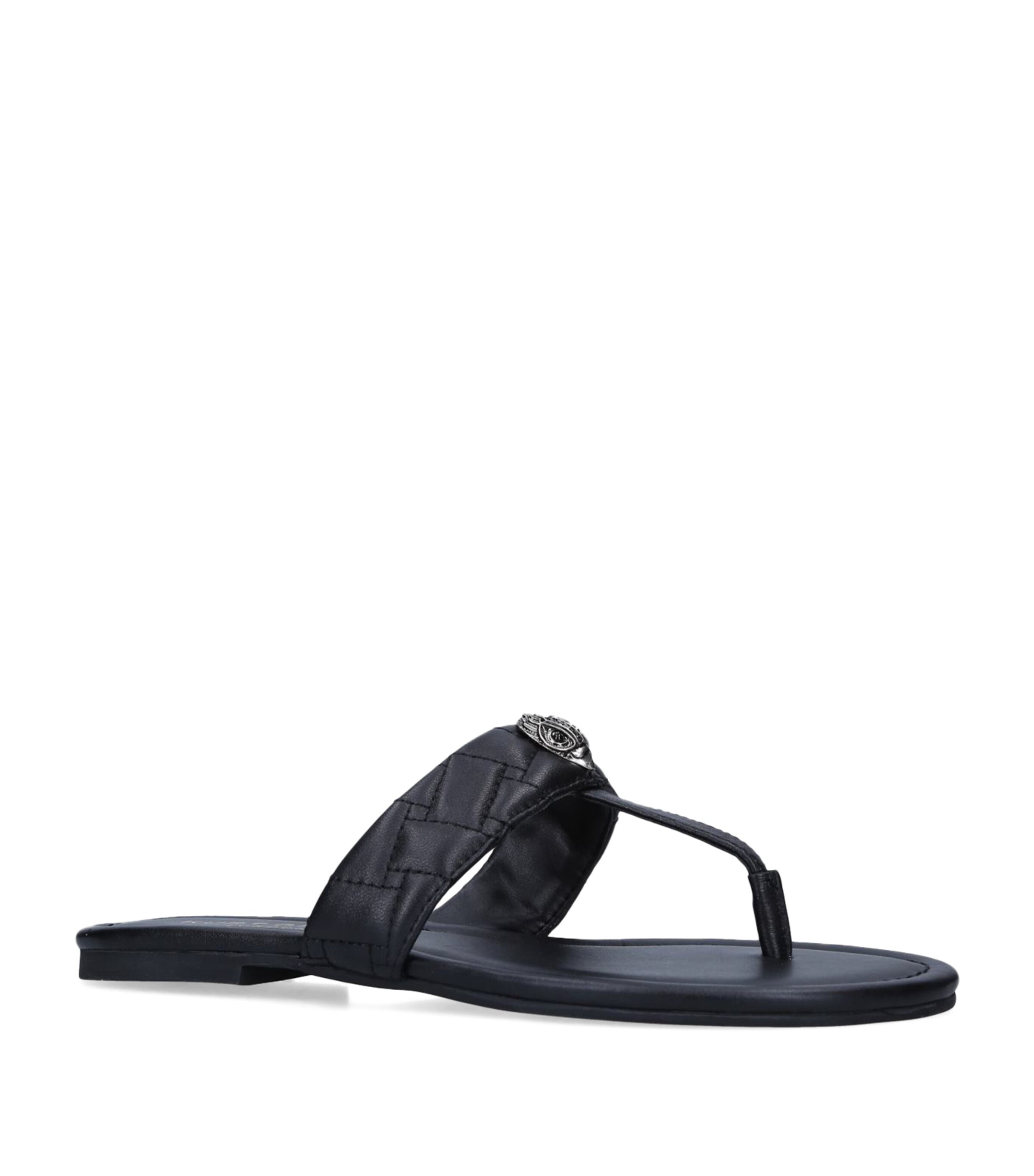 Kurt Geiger London Leather Kensington T-Bar Sandals | Women Shoes | Sandals | Flat Sandals | Designers | Kurt Geiger London