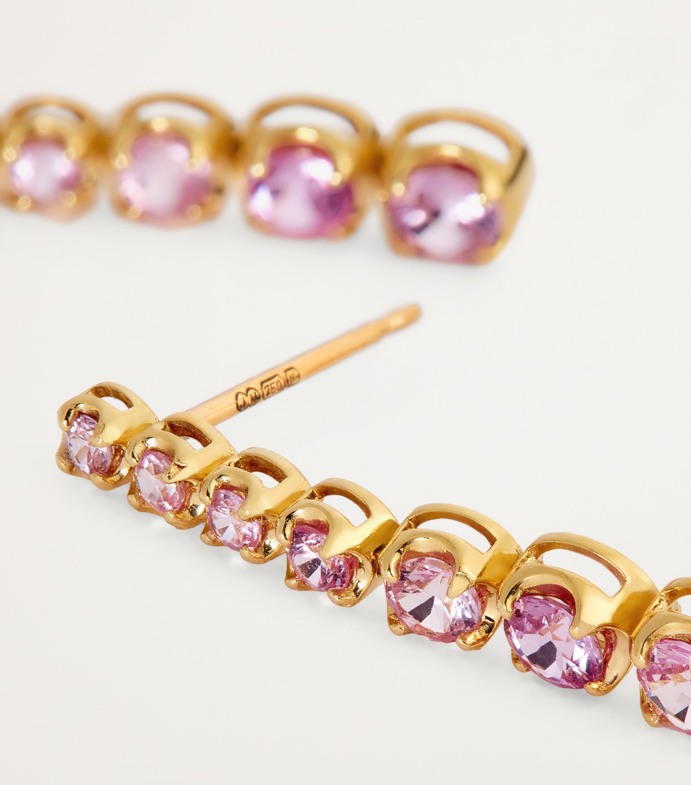 Yellow Gold and Pink Sapphire Tennis Stud Earrings YELLOW GOLD Image 6