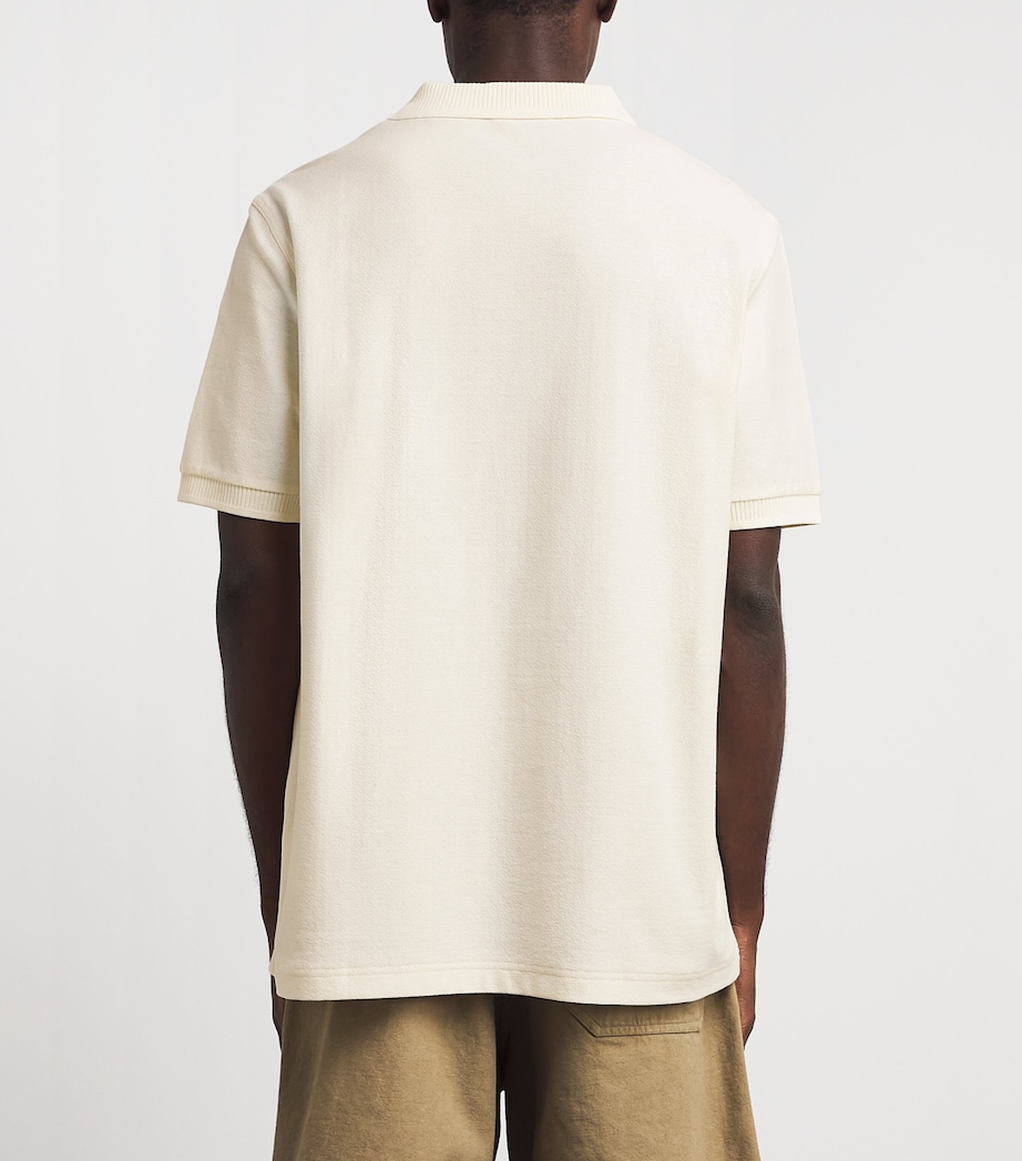Fred Perry Mens Cotton Crepe Piqué Polo Shirt Ecru Image 5