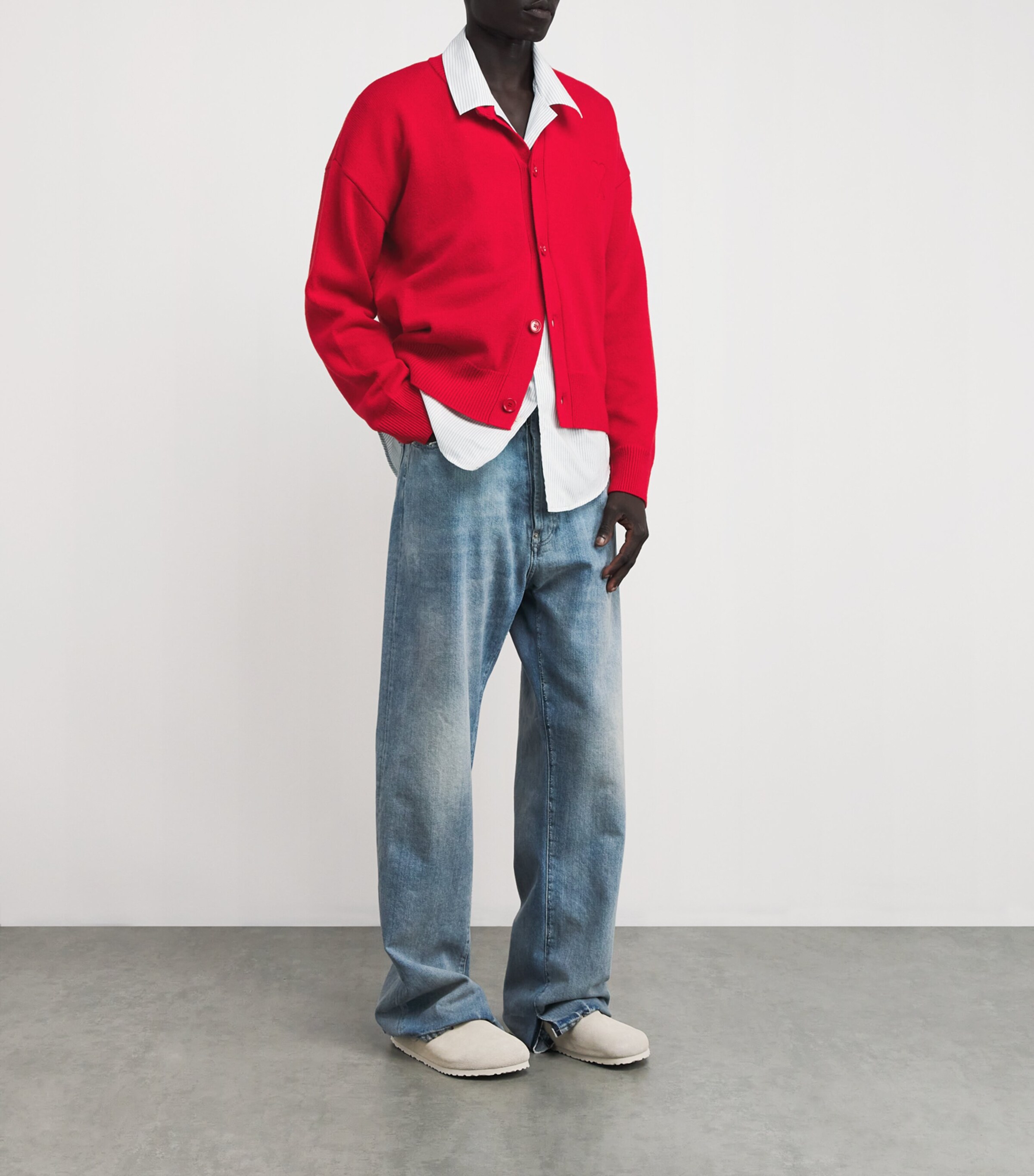 AMI Paris Mens Wool-Cashmere Cardigan Image 2