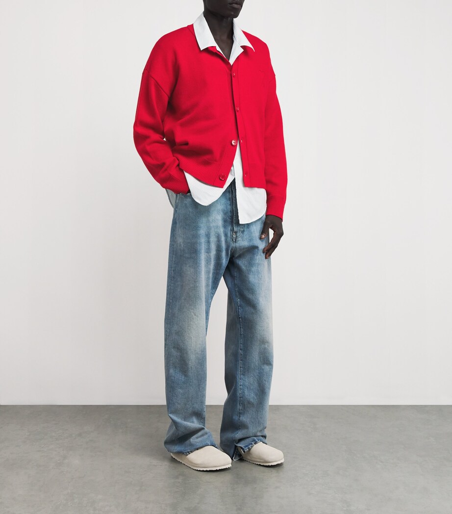 AMI Paris Mens Wool-Cashmere Cardigan Image 2