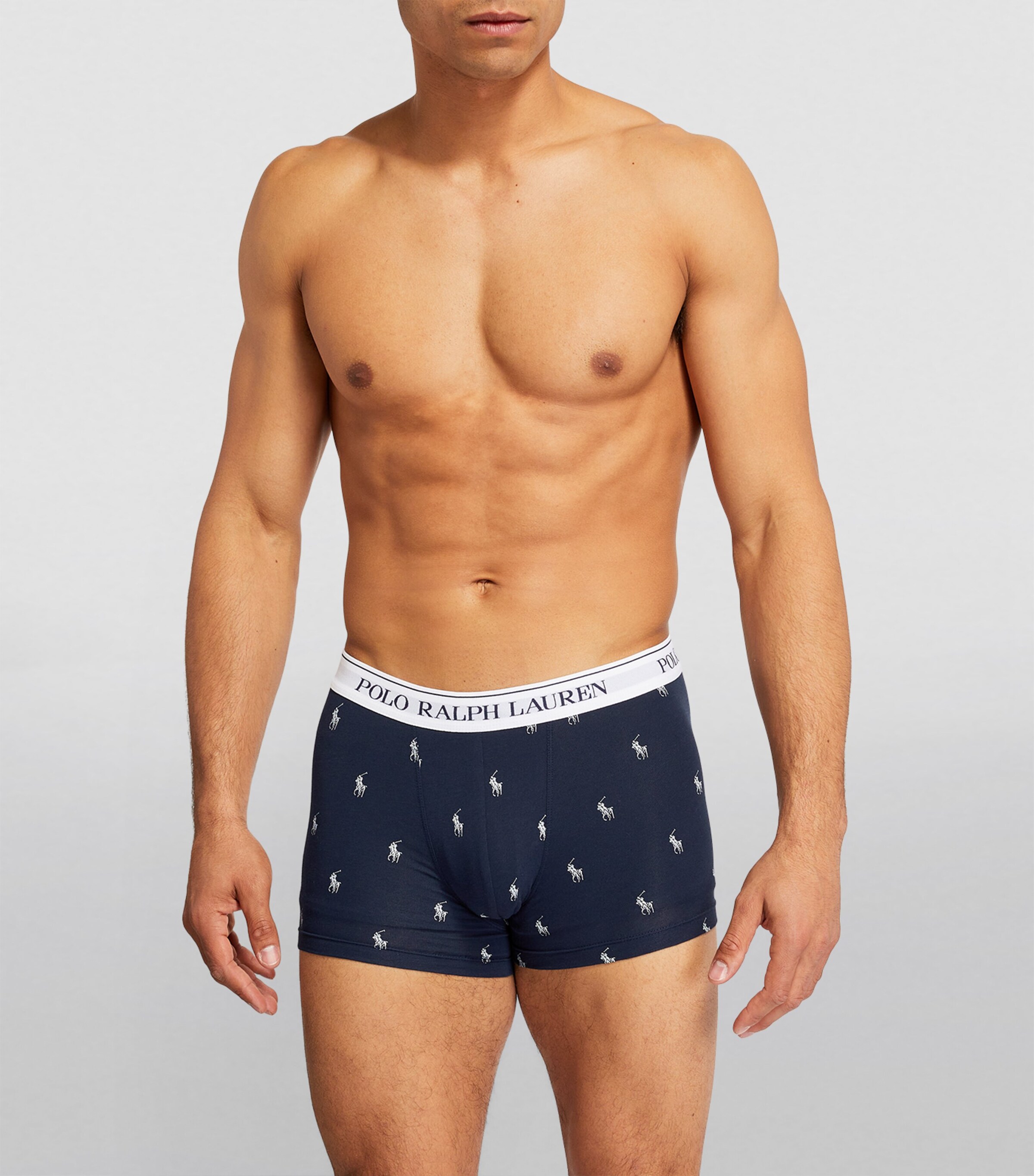 Stretch-Cotton Classic Trunks (Pack of 3) NAVY/WHT/NAVY AOPP Image 2
