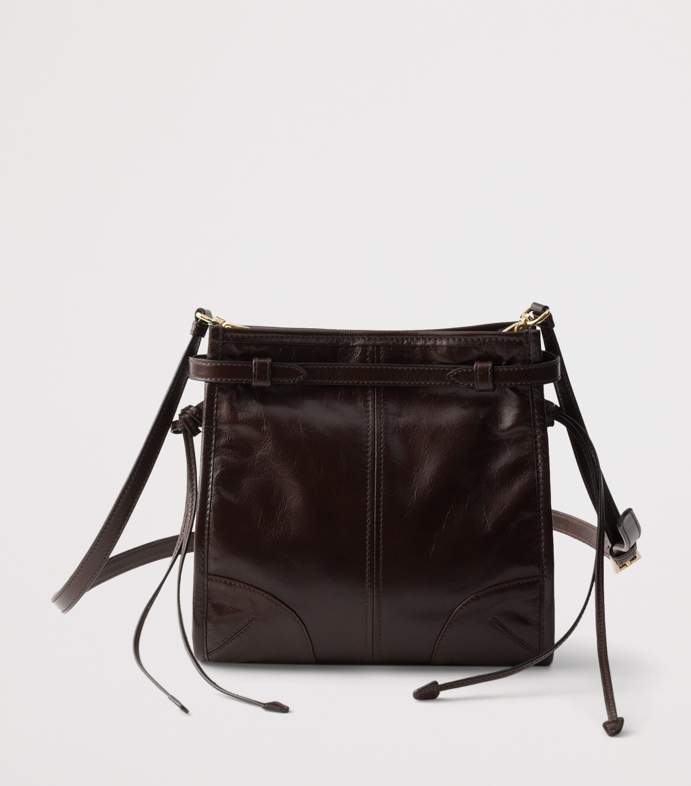 Prada Mini Leather Bonnie Shoulder Bag Brown Image 3