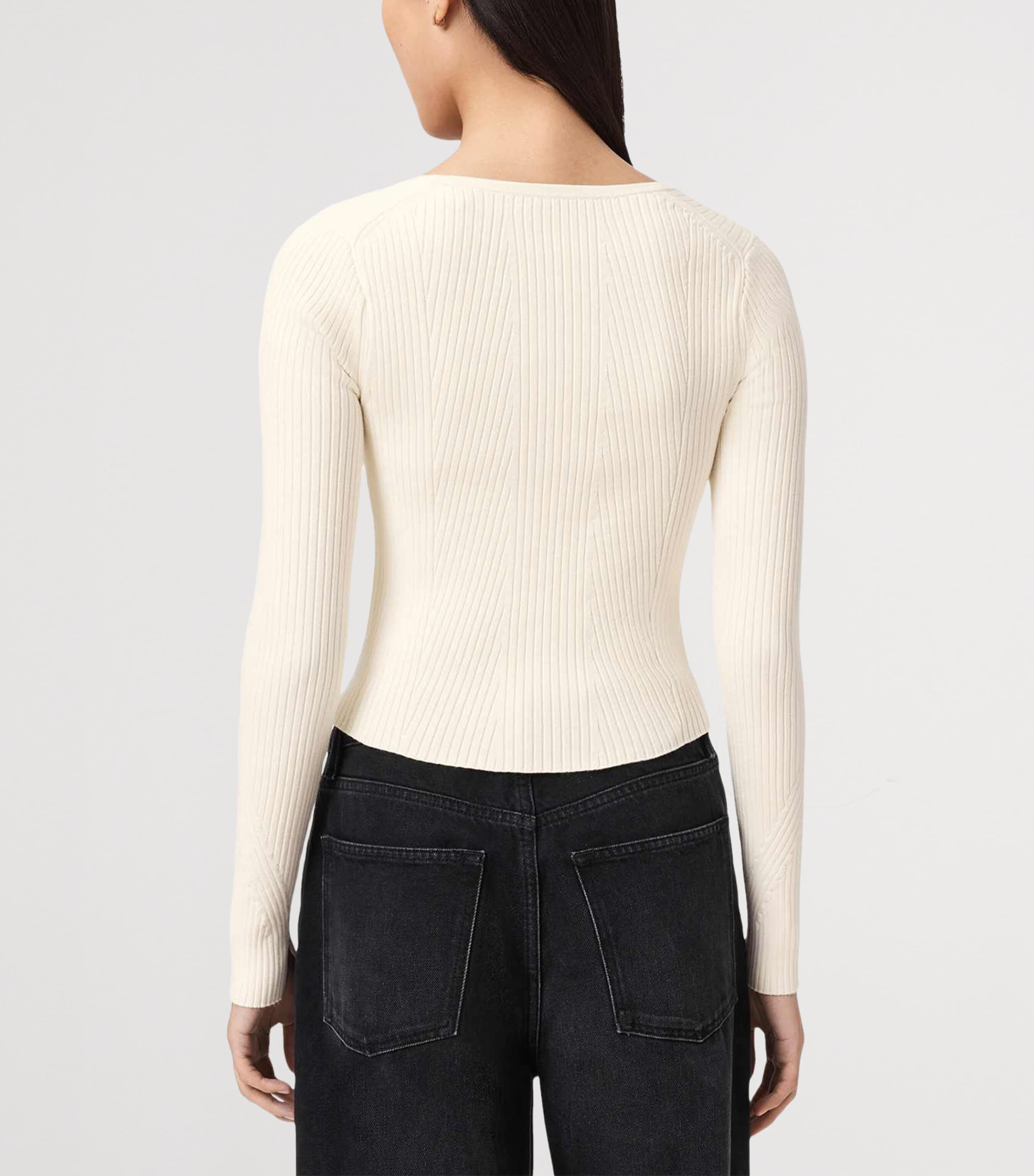 AllSaints Womens Rib-Knit Hally Top Chalk White Image 4
