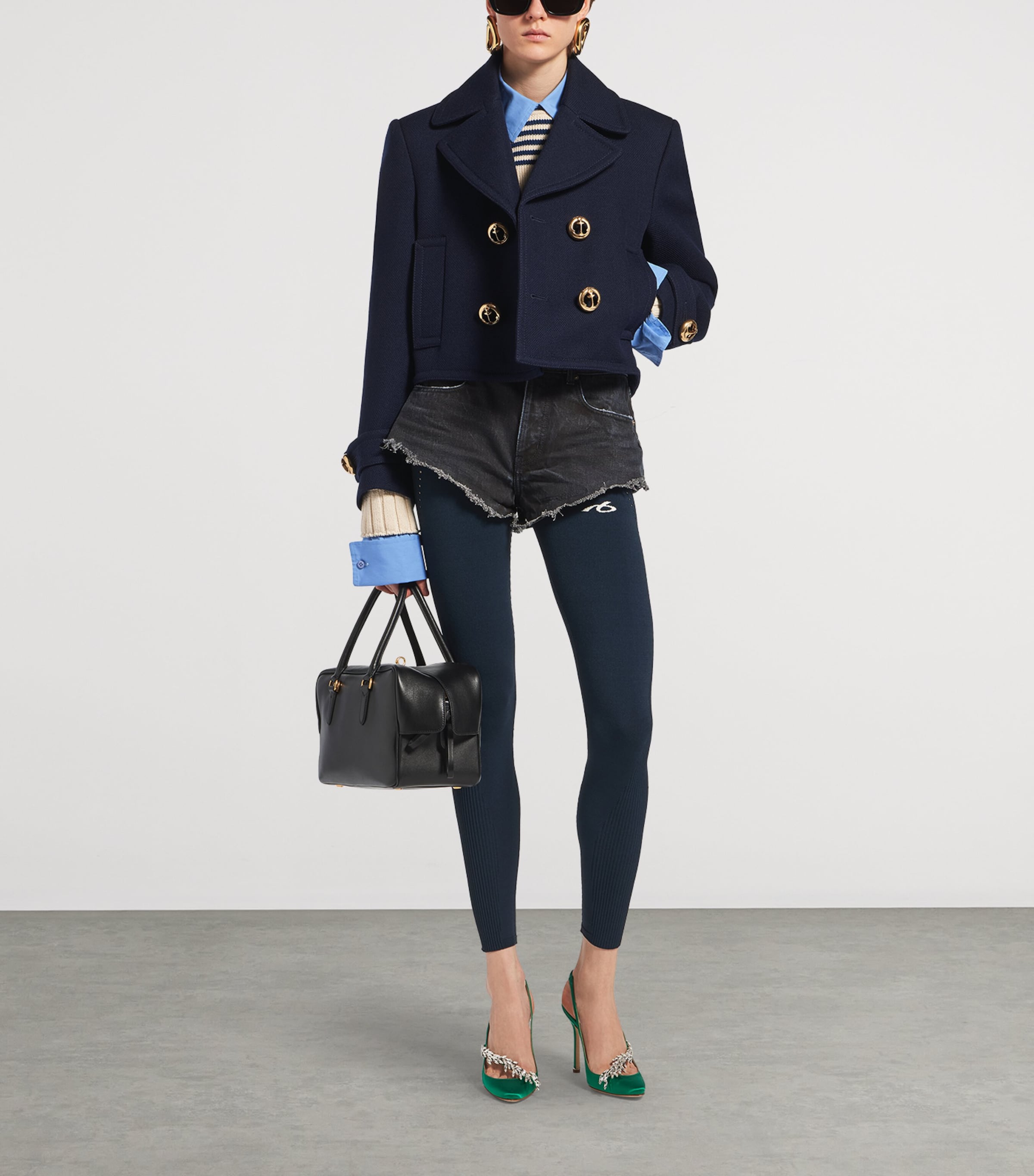 Balenciaga Womens Wool Cropped Pea Coat Image 2